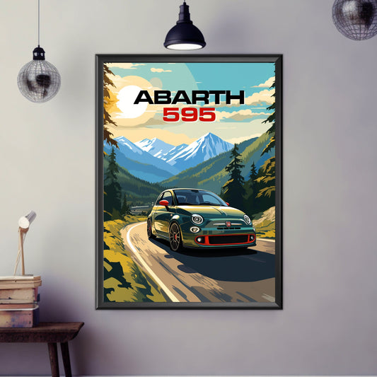 Abarth 595 Poster, Abarth 595 Print, Car Poster, Car Print, 2010s Car, Car Art, Modern Classic Car Print, Italian Car Print, Abarthisti