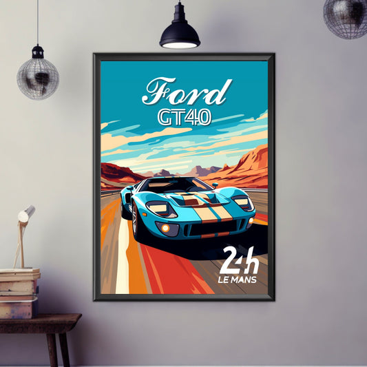 Ford GT40 Print, 1960s Car Print, Ford GT40 Poster, Car Art, Race Car Print, Classic Car, Car Print, Car Poster, 24h of Le Mans Print