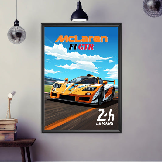 McLaren F1 GTR Print, McLaren F1 GTR Poster, Car Print, Car Art, Race Car Print, Car Poster, 24h of Le Mans, Classic Car Print, 1990s Car