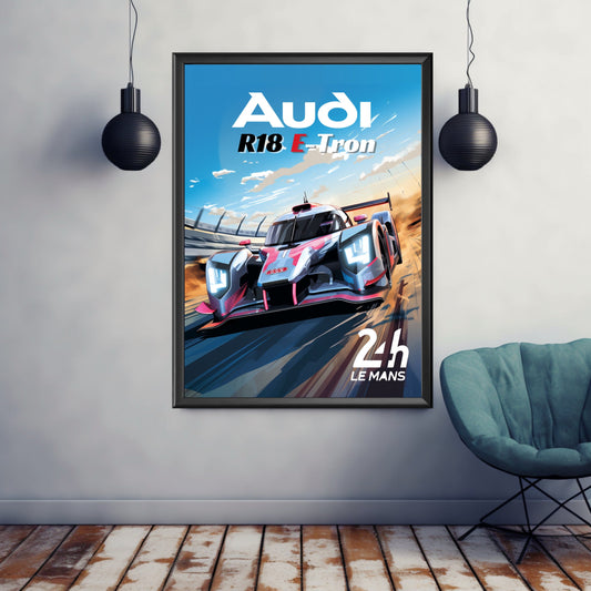 Audi R18 E-Tron Print, Audi R18 E-Tron Poster, Car Print, Car Art, Race Car Print, Car Poster, 24h of Le Mans, Classic Car Print, 2010s Car