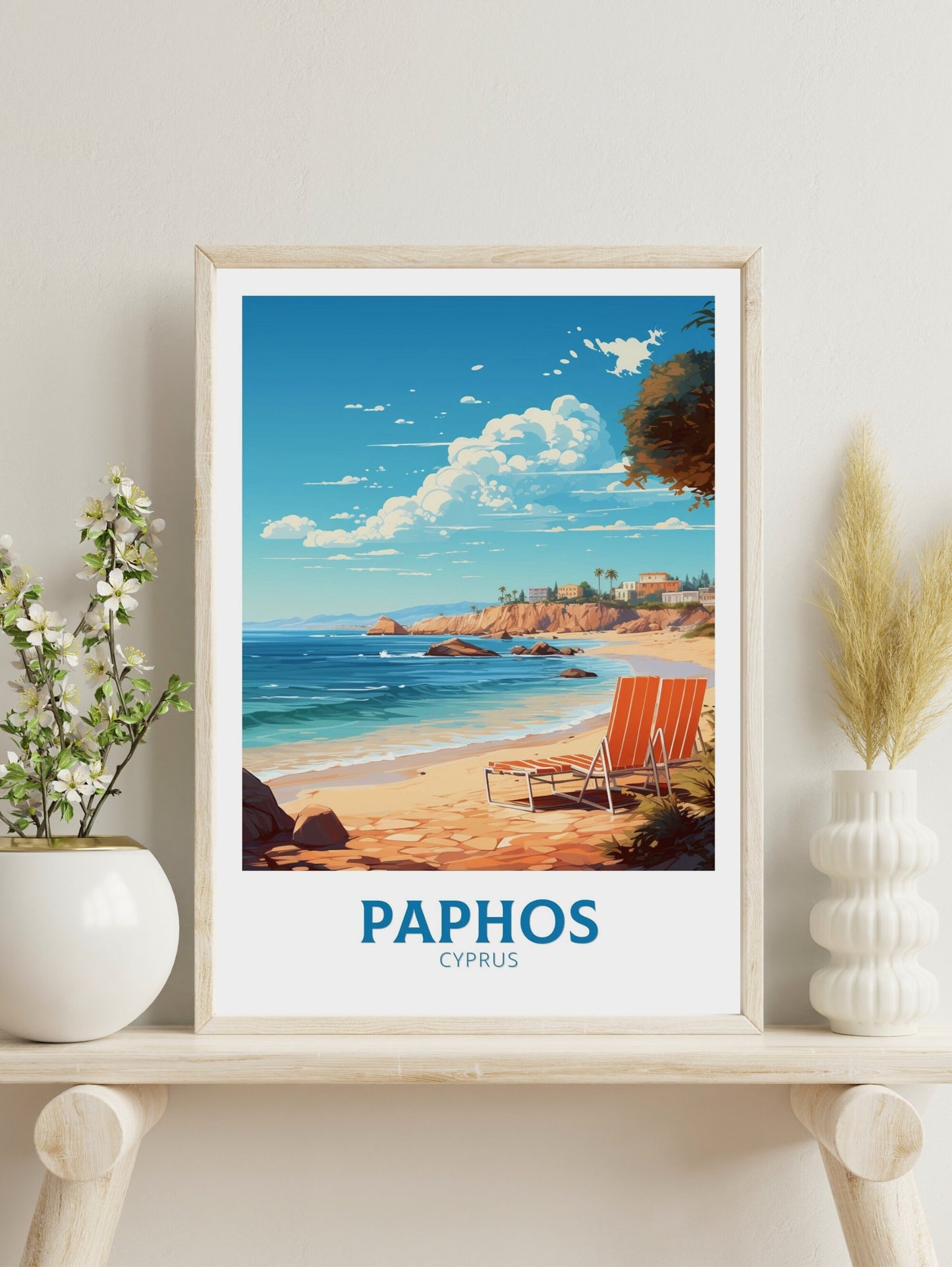 Paphos Travel Print | Paphos Poster| Paphos Wall Art | Paphos travel Poster | Cyprus Illustration | Paphos Cyprus Home Decor | ID 503