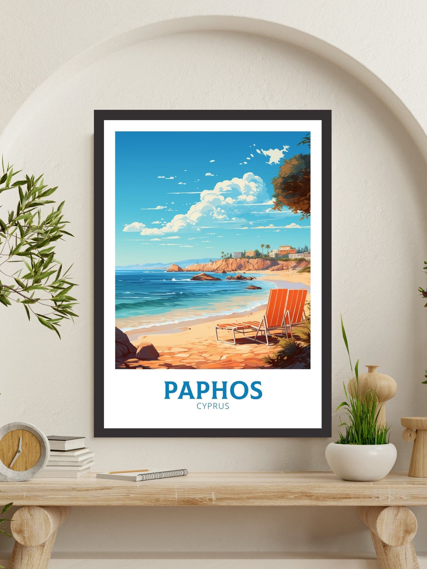 Paphos Travel Print | Paphos Poster| Paphos Wall Art | Paphos travel Poster | Cyprus Illustration | Paphos Cyprus Home Decor | ID 503