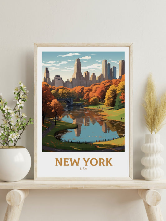 New York Travel Print | New York Poster | Central Park Poster | New York Design | New York Wall Art | New York Illustration | ID 430