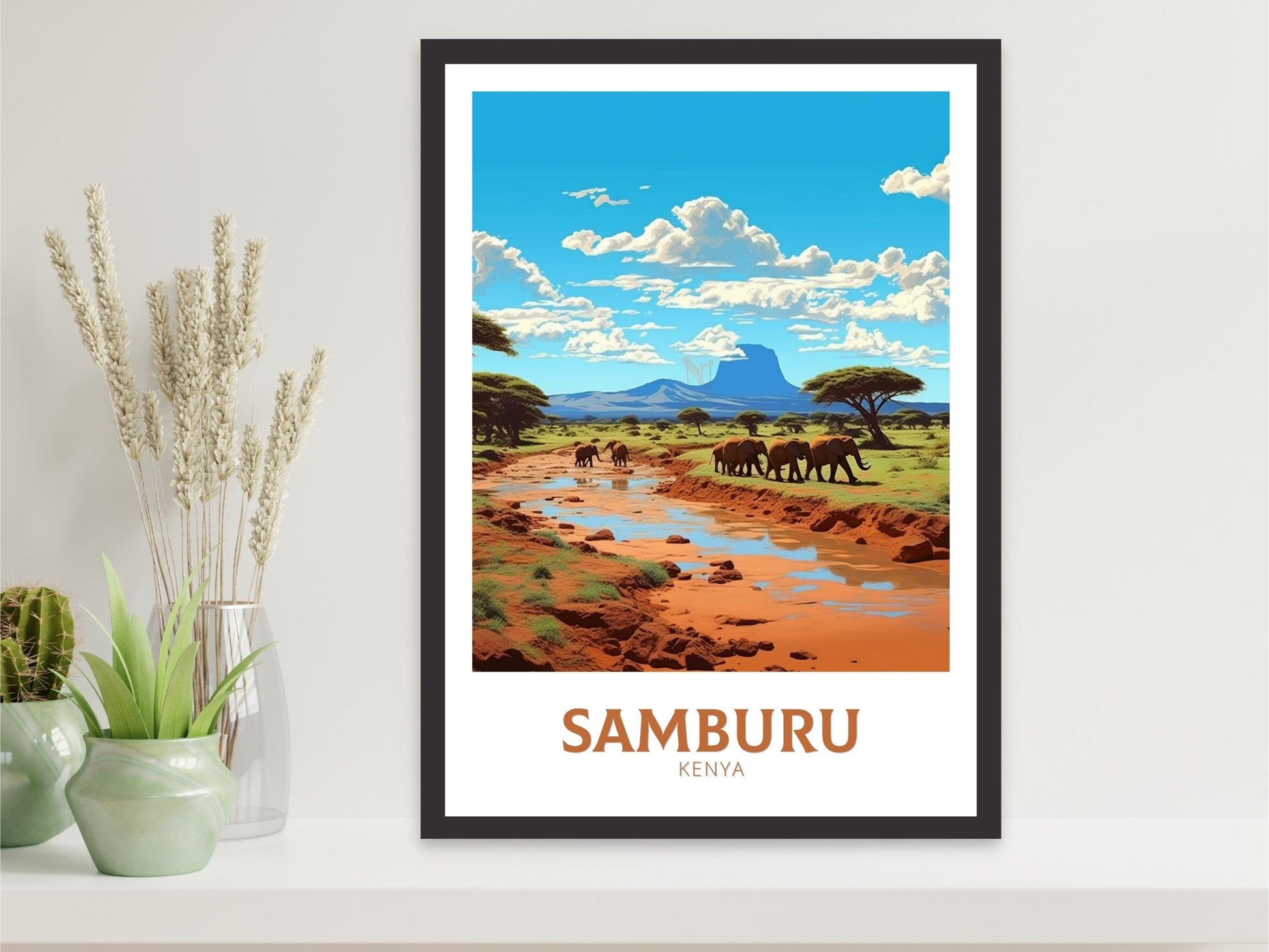 Samburu Travel Poster | Samburu Travel Print | Samburu Illustration | Samburu Wall Art | Africa Print | Kenya Home Décor | ID 433