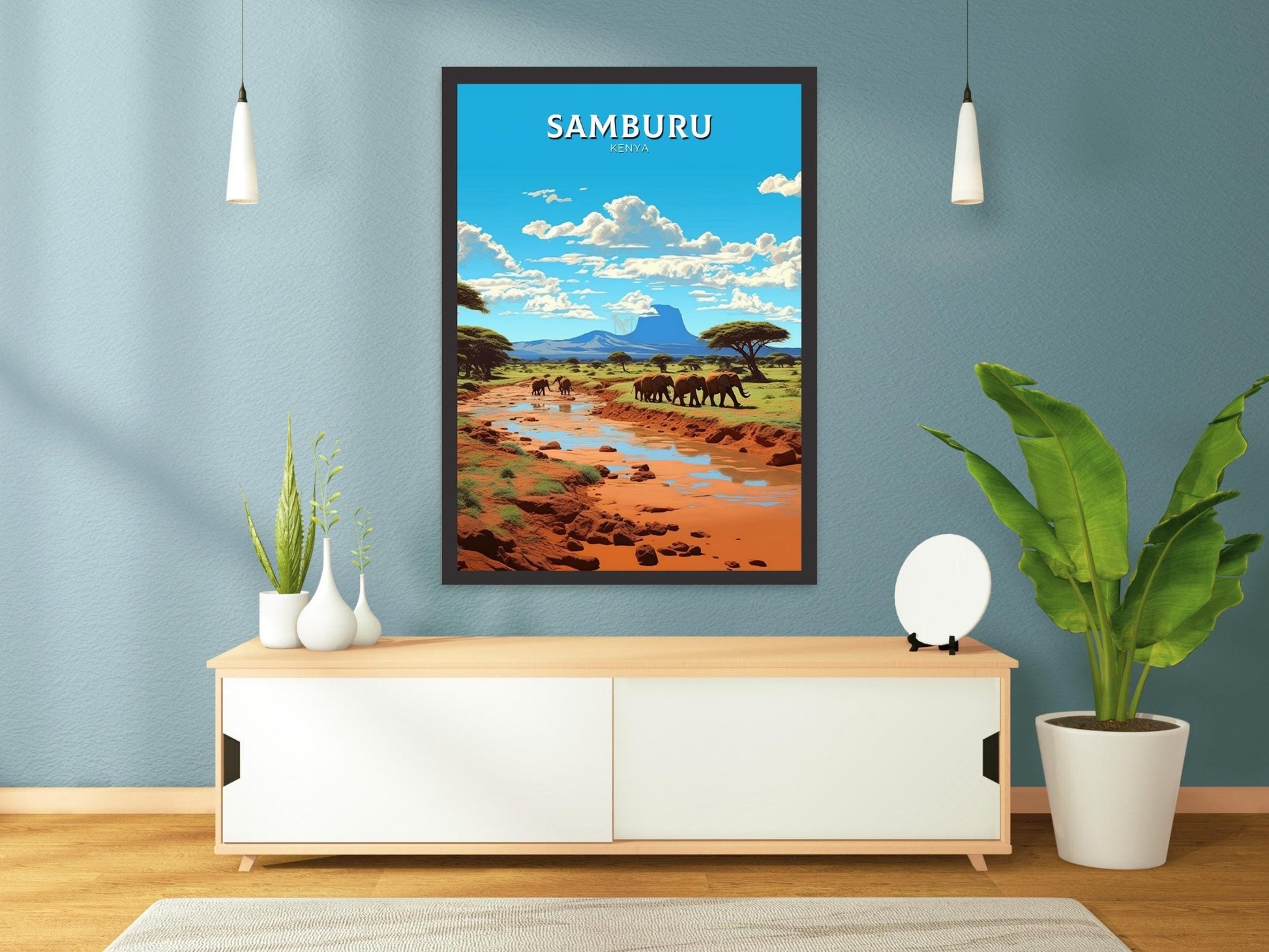 Samburu Travel Print | Samburu Travel Poster | Samburu Illustration | Samburu Wall Art | Africa Print | Kenya Home Décor | ID 434