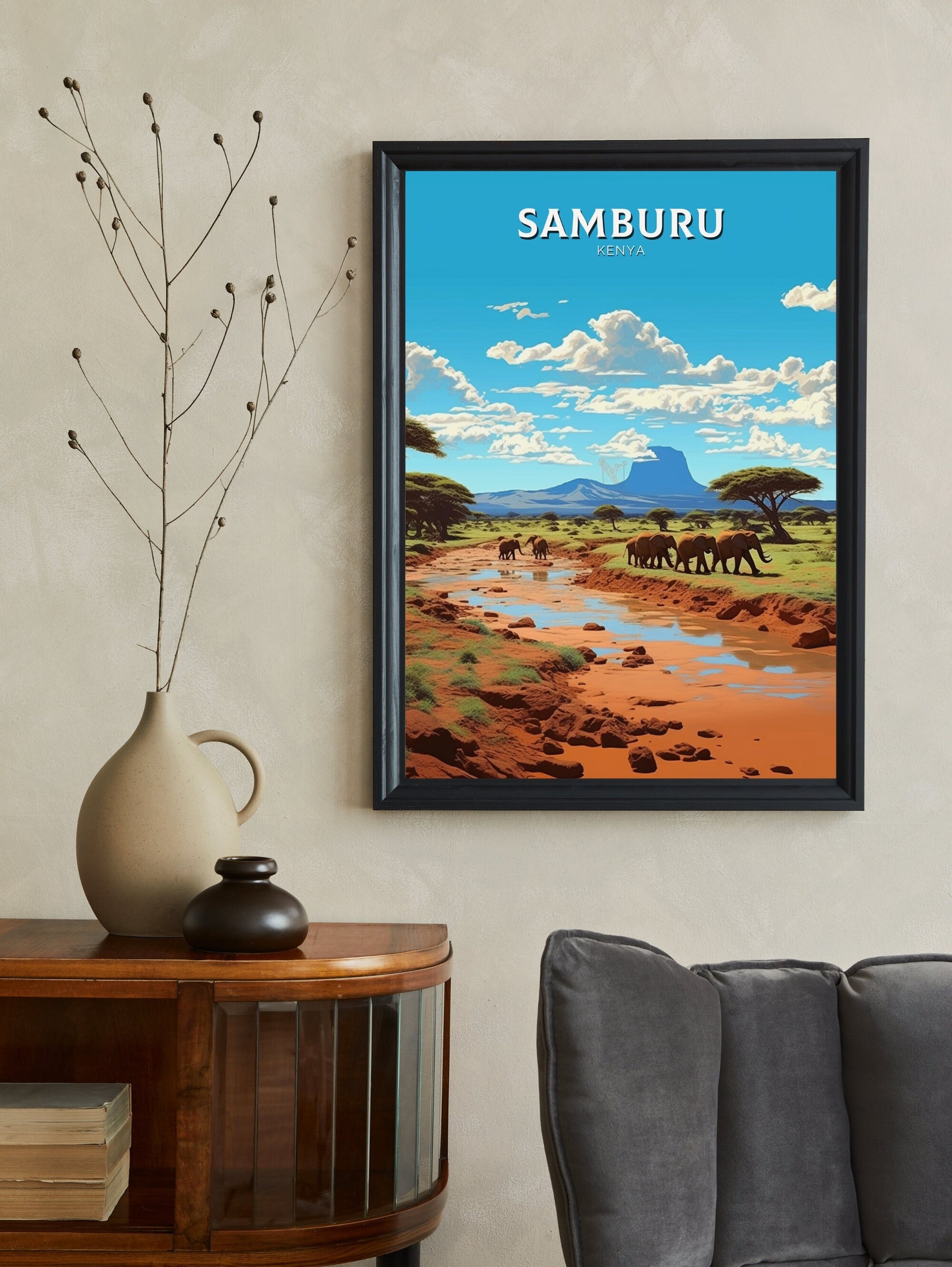 Samburu Travel Print | Samburu Travel Poster | Samburu Illustration | Samburu Wall Art | Africa Print | Kenya Home Décor | ID 434