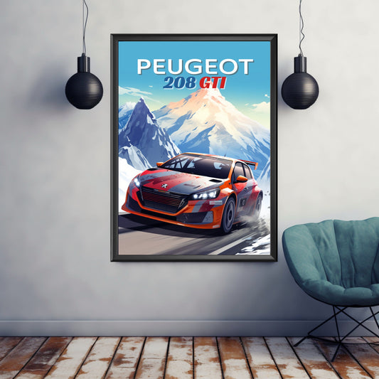 Peugeot 208 GTI Print, 2010s Car Print, Peugeot 208 GTI Poster, Car Print, Car Poster, Car Art, Modern Car Print, French Car,Rally Car Print