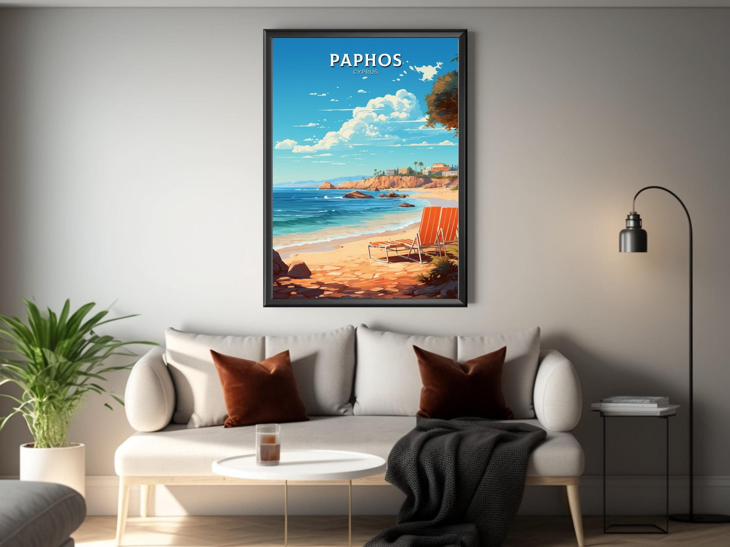 Paphos Travel Poster | Paphos Print | Paphos Wall Art | Paphos travel Print | Cyprus Illustration | Paphos Cyprus Home Decor | ID 504