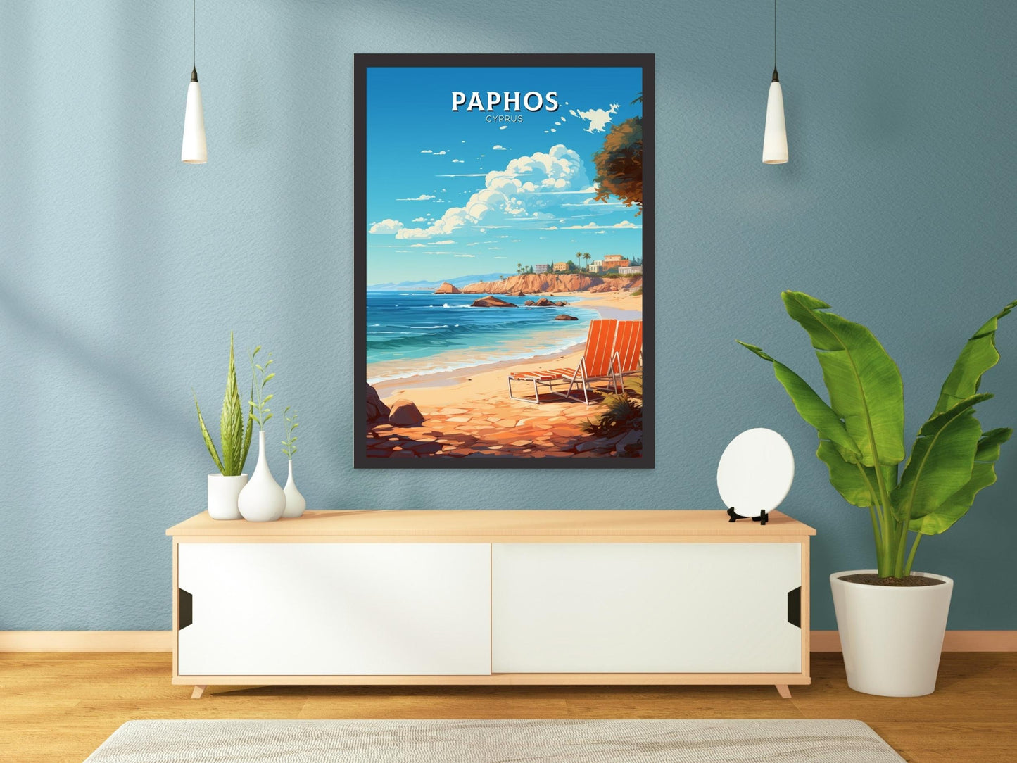 Paphos Travel Poster | Paphos Print | Paphos Wall Art | Paphos travel Print | Cyprus Illustration | Paphos Cyprus Home Decor | ID 504