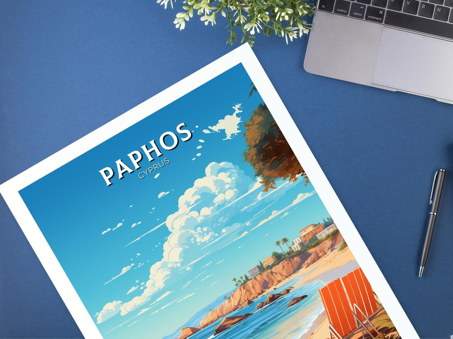 Paphos Travel Poster | Paphos Print | Paphos Wall Art | Paphos travel Print | Cyprus Illustration | Paphos Cyprus Home Decor | ID 504