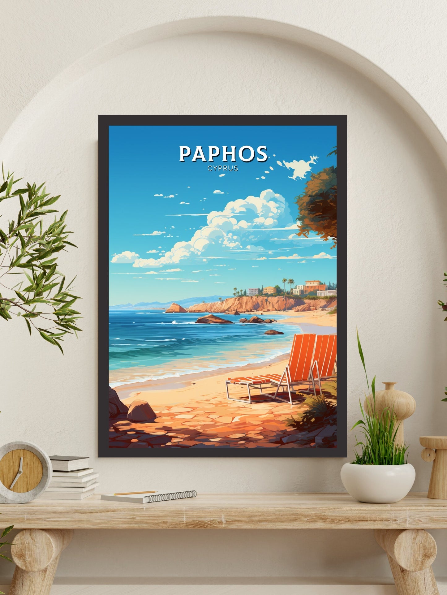 Paphos Travel Poster | Paphos Print | Paphos Wall Art | Paphos travel Print | Cyprus Illustration | Paphos Cyprus Home Decor | ID 504