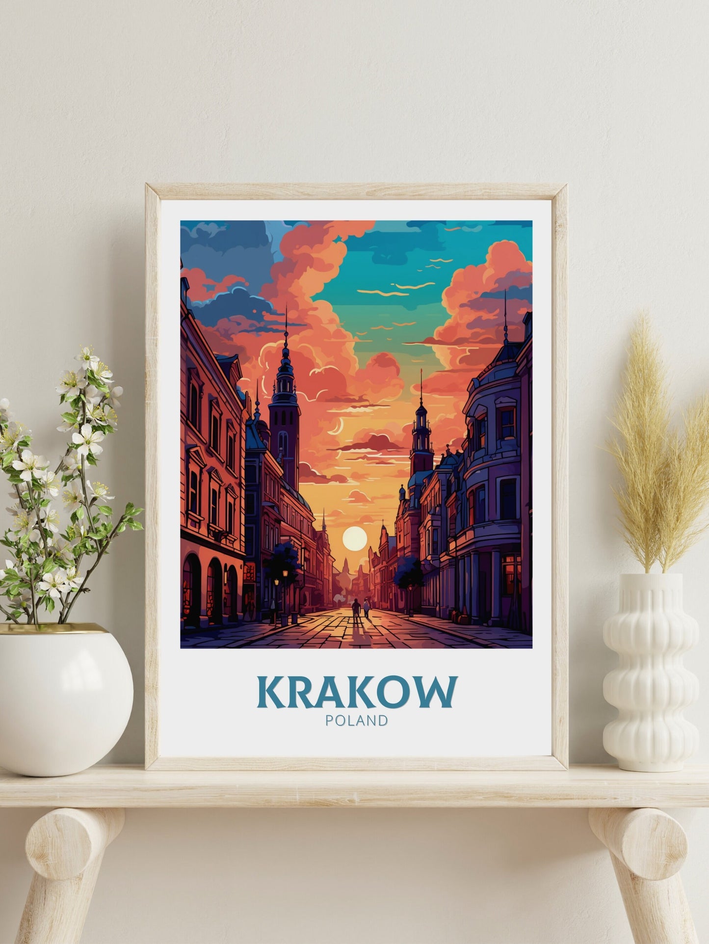 Krakow Travel Print | Krakow Poster | Krakow Illustration | Krakow Wall Art | Poland Print | Krakow Poland Painting | Krakow Design | ID 436