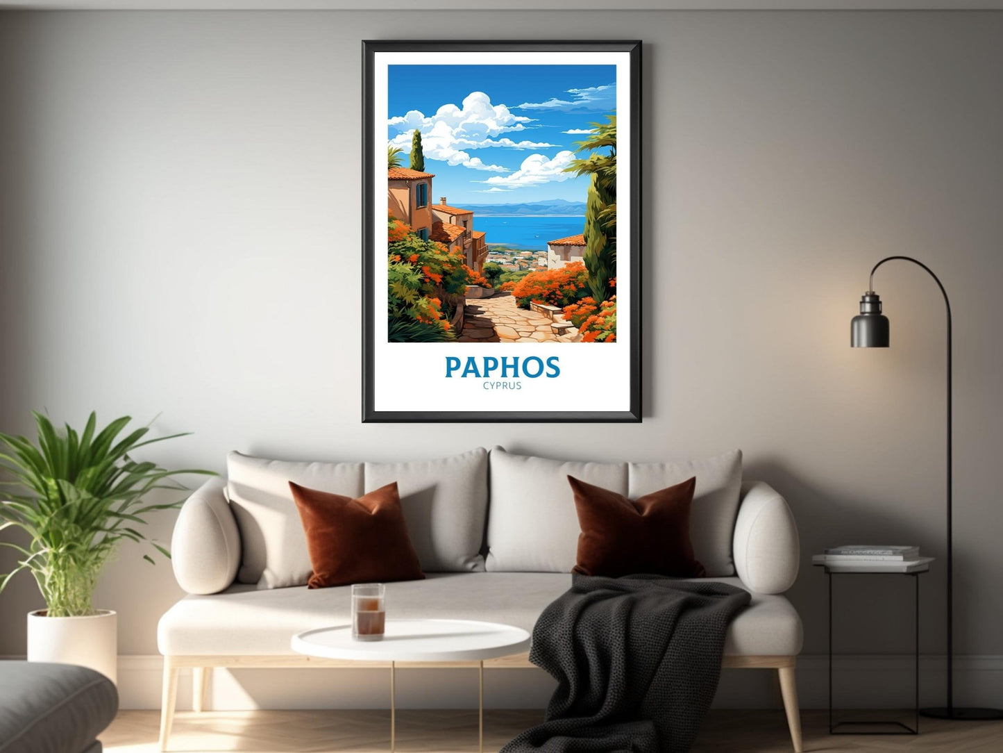 Paphos Travel Print | Paphos Poster| Paphos Wall Art | Paphos travel Poster | Cyprus Illustration | Paphos Cyprus Home Decor | ID 506