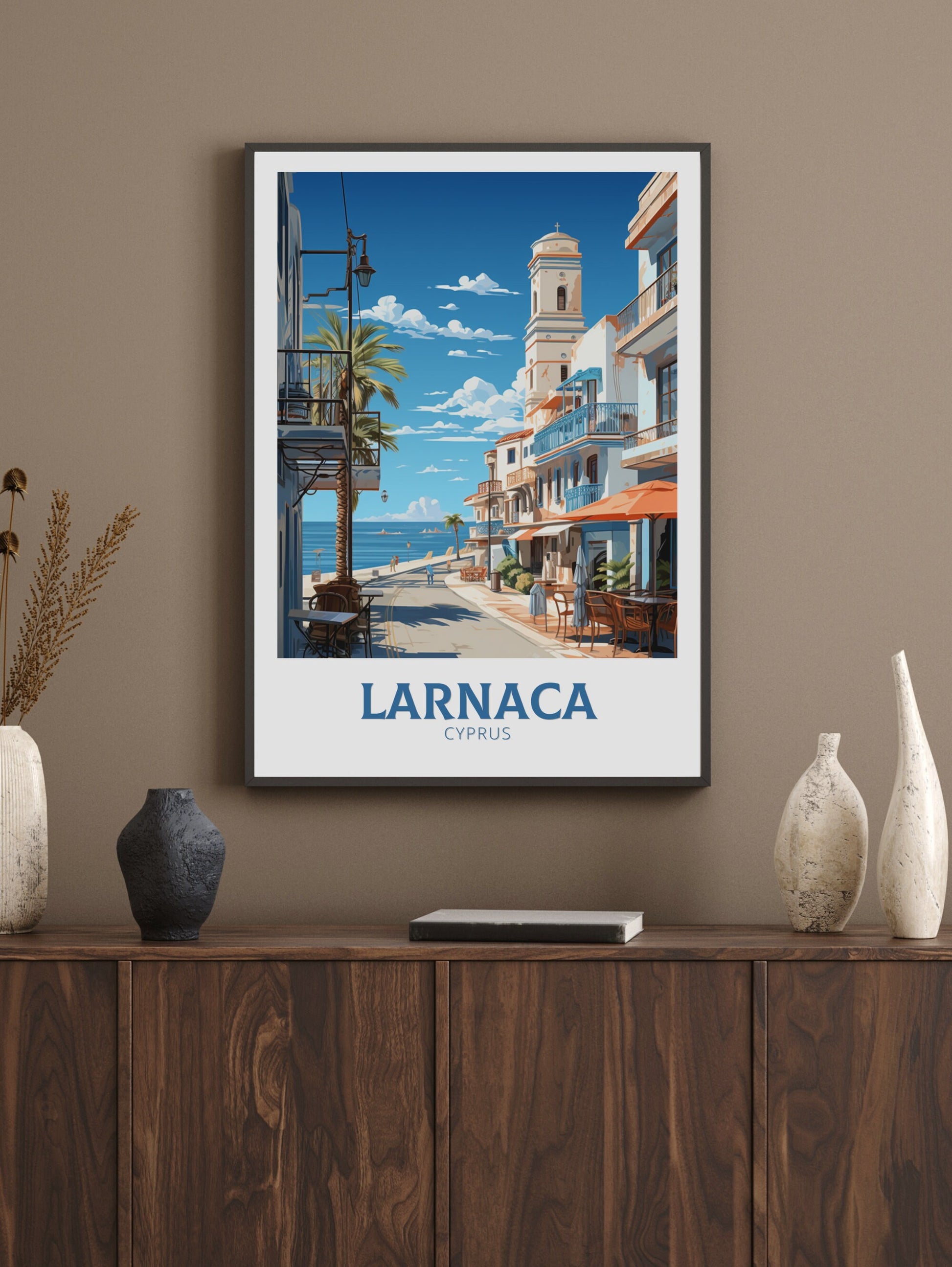 Larnaca Travel Print | Larnaca Poster | Larnaca Wall Art | Larnaca travel Poster | Cyprus Illustration | Larnaka Cyprus Home Decor | ID 507