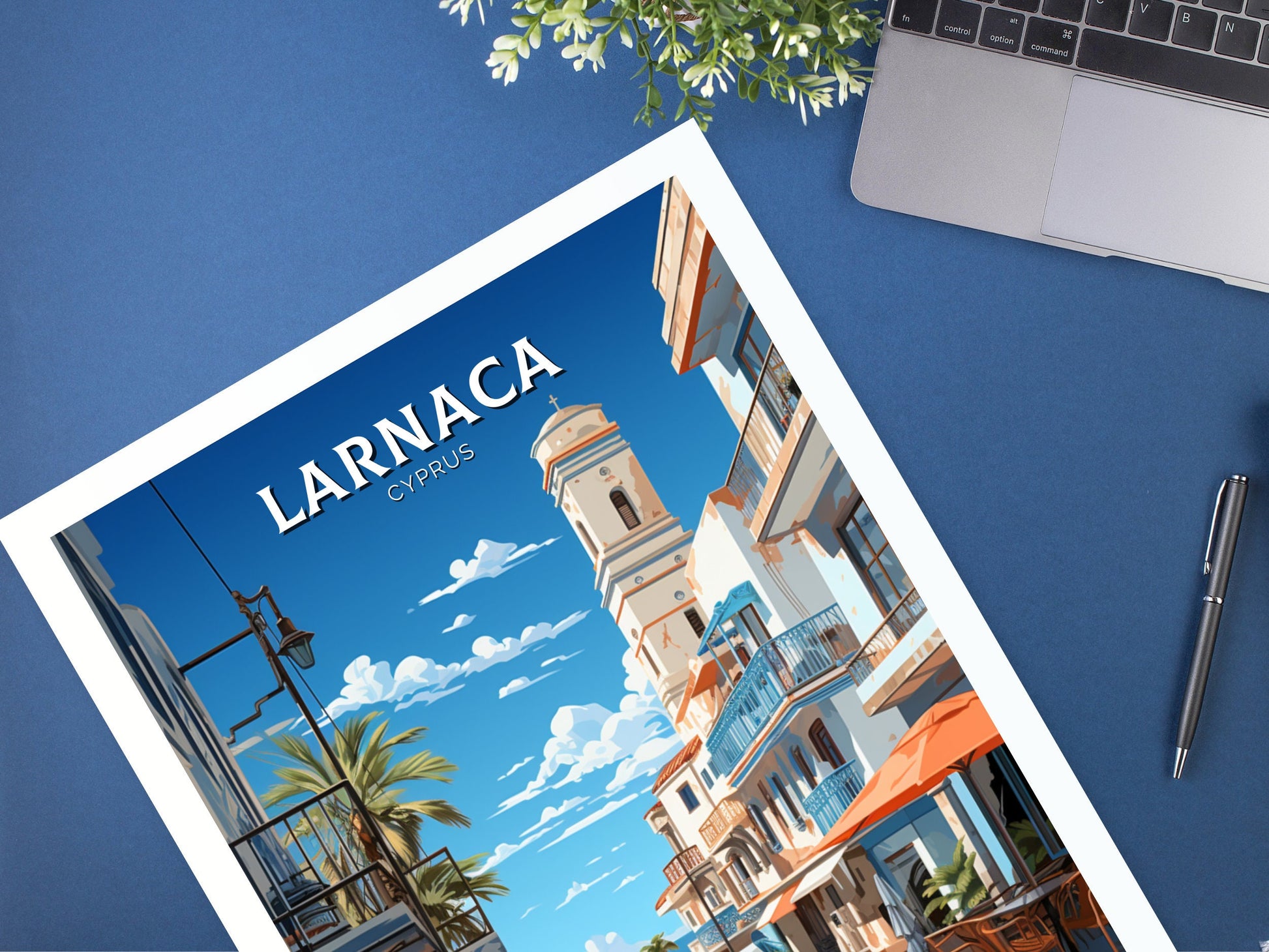 Larnaca Travel Poster | Larnaca Print | Larnaca Wall Art | Larnaca travel Print | Cyprus Illustration | Larnaka Cyprus Home Decor | ID 508