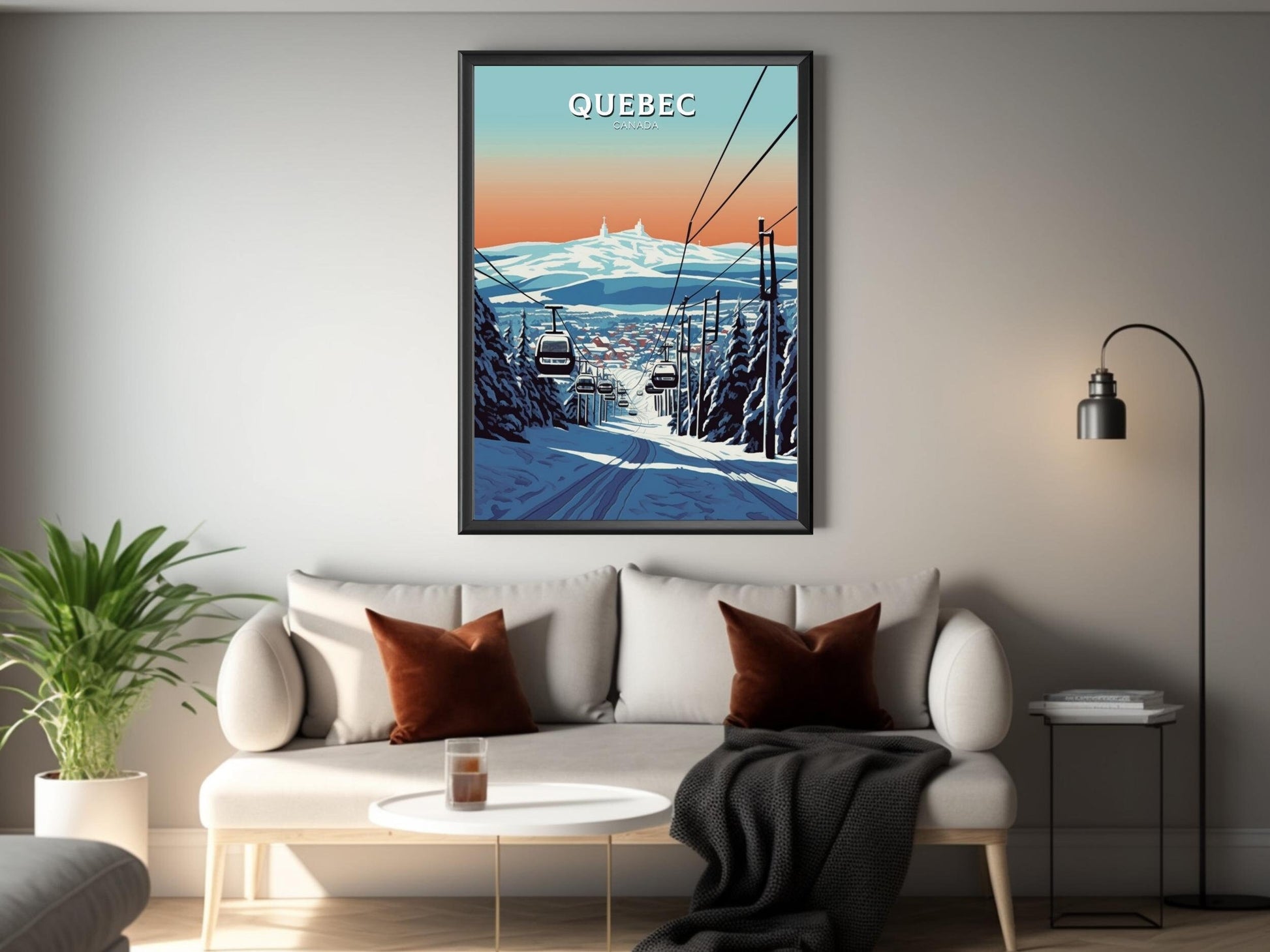 Quebec Poster | Quebec Travel Print | Quebec Illustration | Quebec Art | Quebec Wall Art | Winter Landscape | Canada Print | ID 437