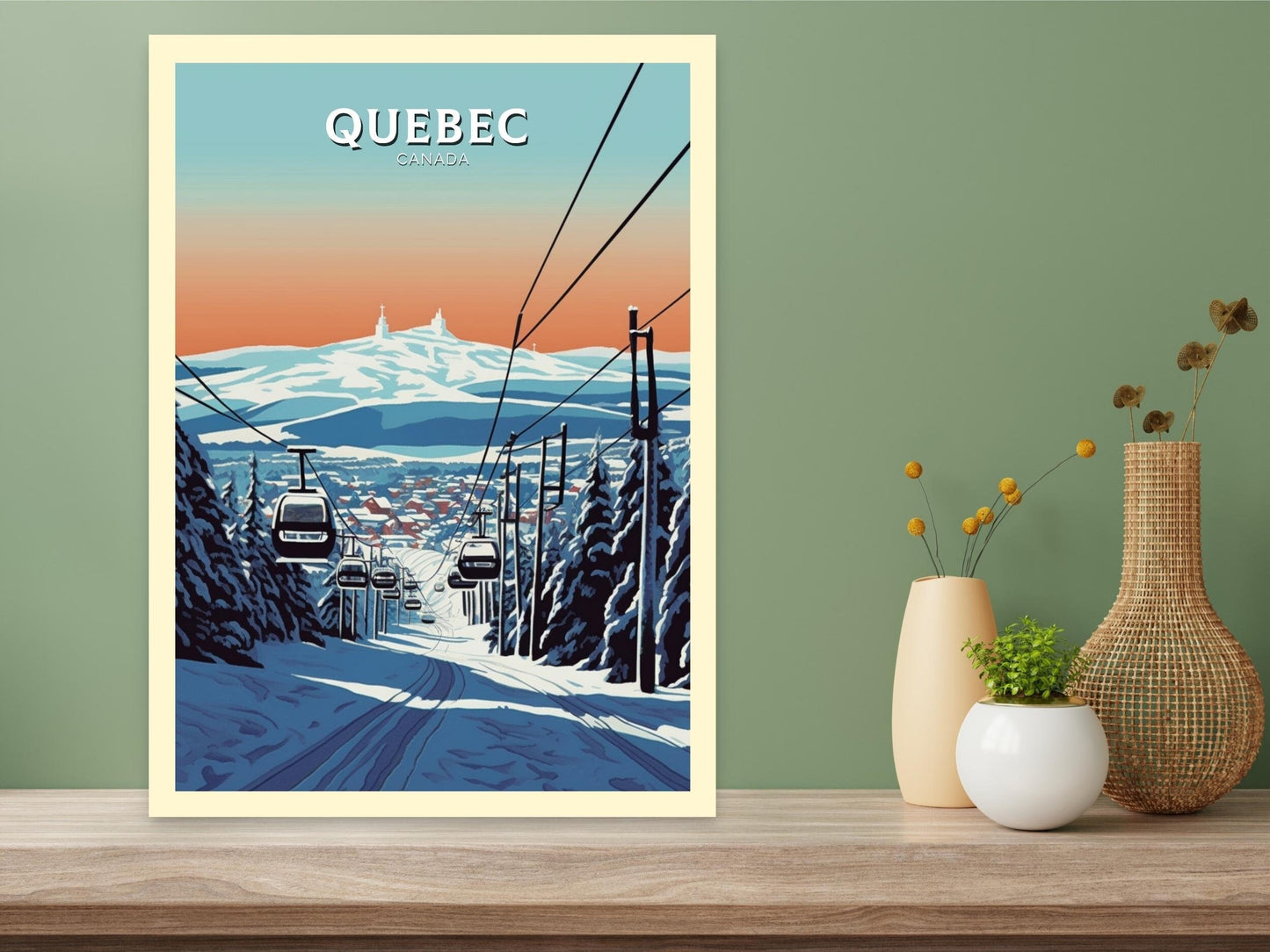 Quebec Poster | Quebec Travel Print | Quebec Illustration | Quebec Art | Quebec Wall Art | Winter Landscape | Canada Print | ID 437