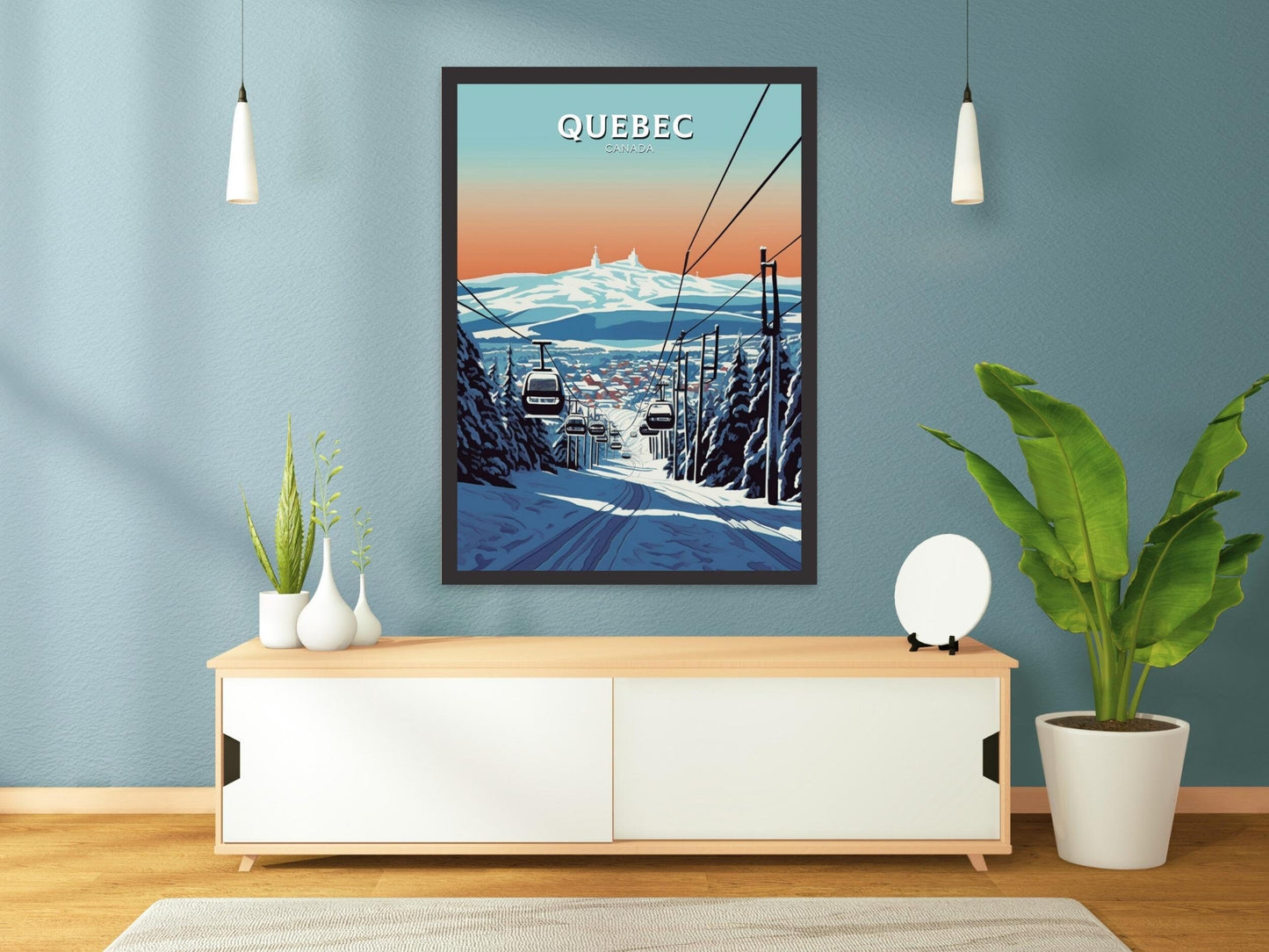 Quebec Poster | Quebec Travel Print | Quebec Illustration | Quebec Art | Quebec Wall Art | Winter Landscape | Canada Print | ID 437