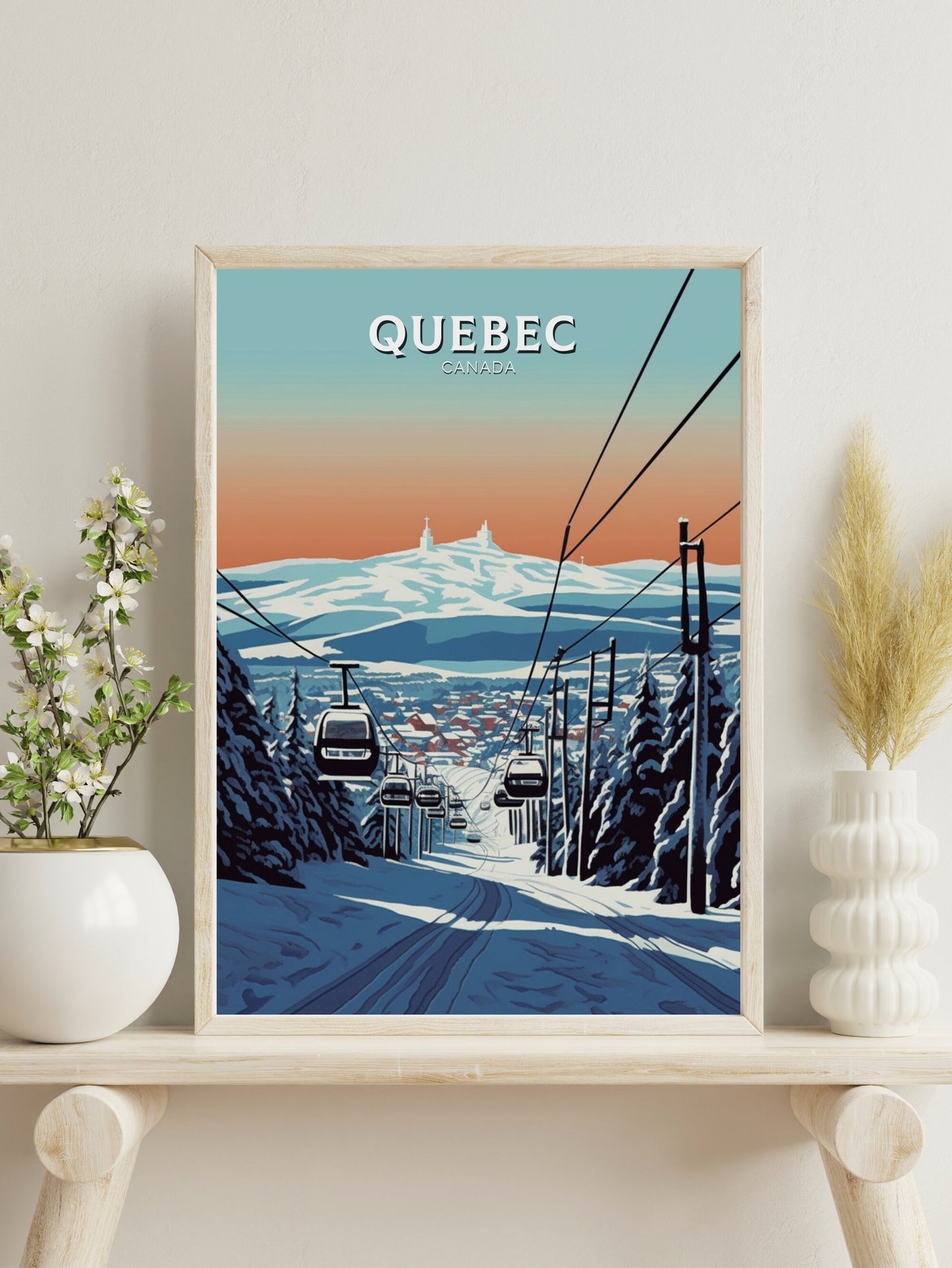 Quebec Poster | Quebec Travel Print | Quebec Illustration | Quebec Art | Quebec Wall Art | Winter Landscape | Canada Print | ID 437