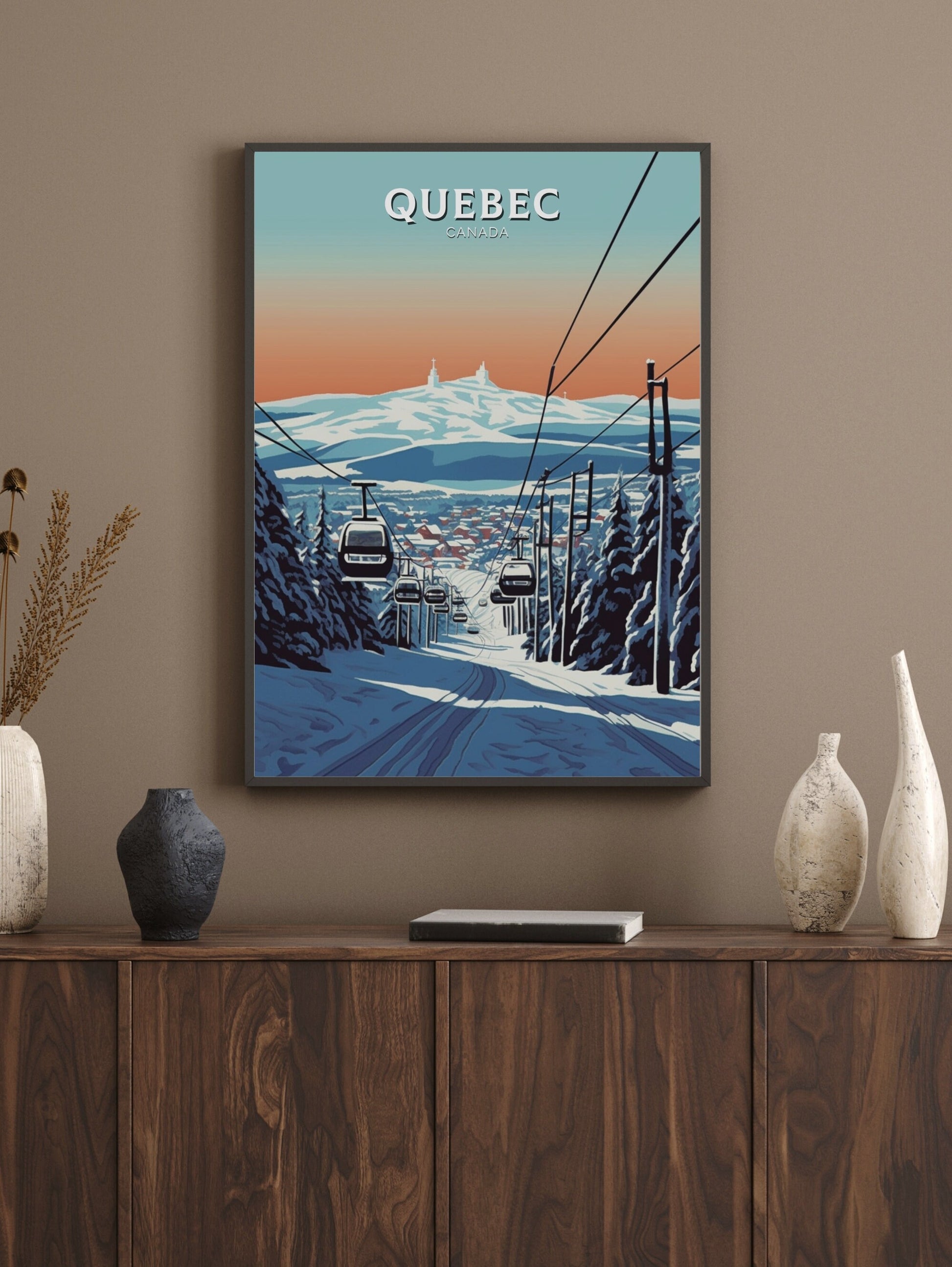 Quebec Poster | Quebec Travel Print | Quebec Illustration | Quebec Art | Quebec Wall Art | Winter Landscape | Canada Print | ID 437