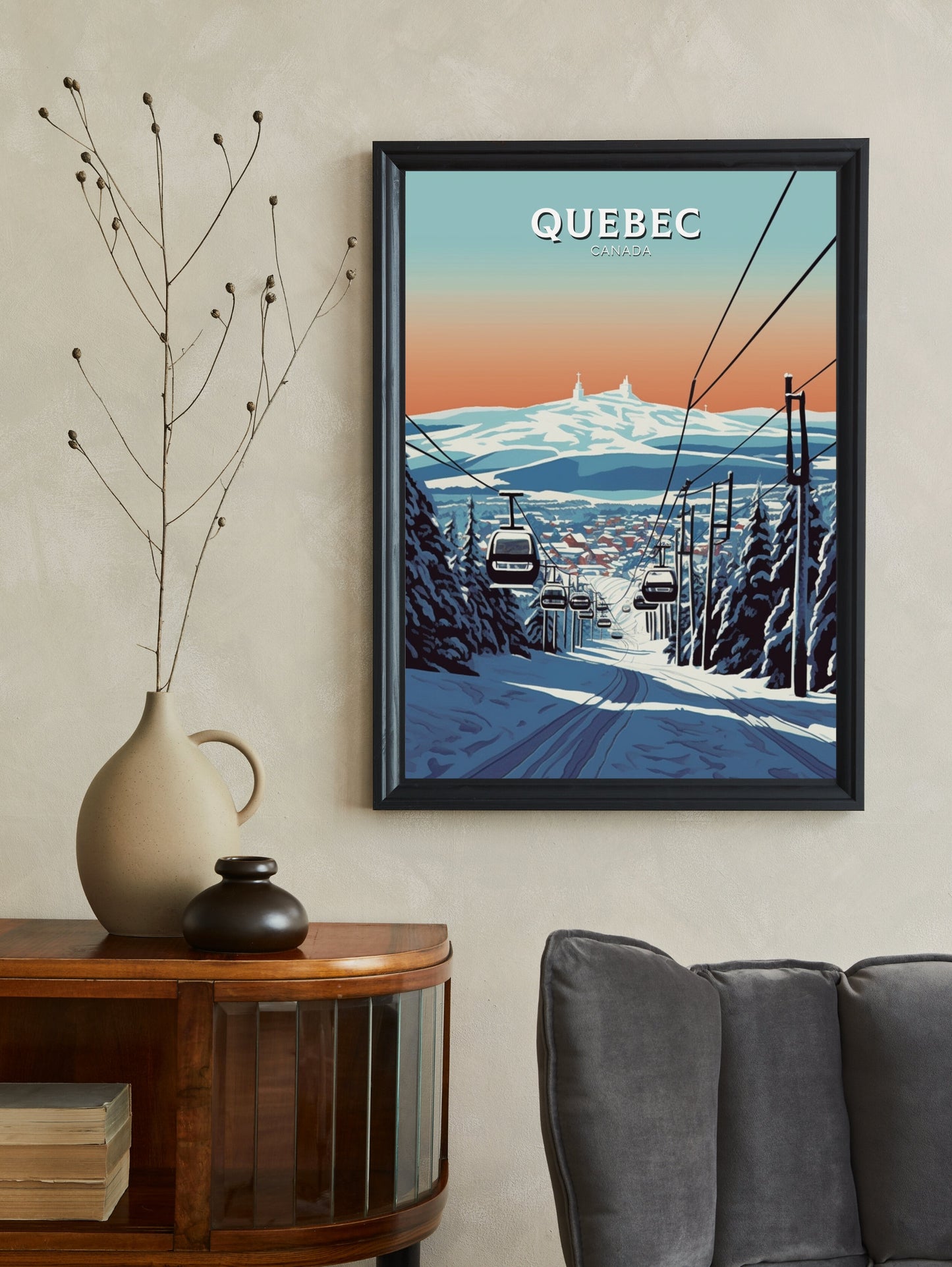 Quebec Poster | Quebec Travel Print | Quebec Illustration | Quebec Art | Quebec Wall Art | Winter Landscape | Canada Print | ID 437