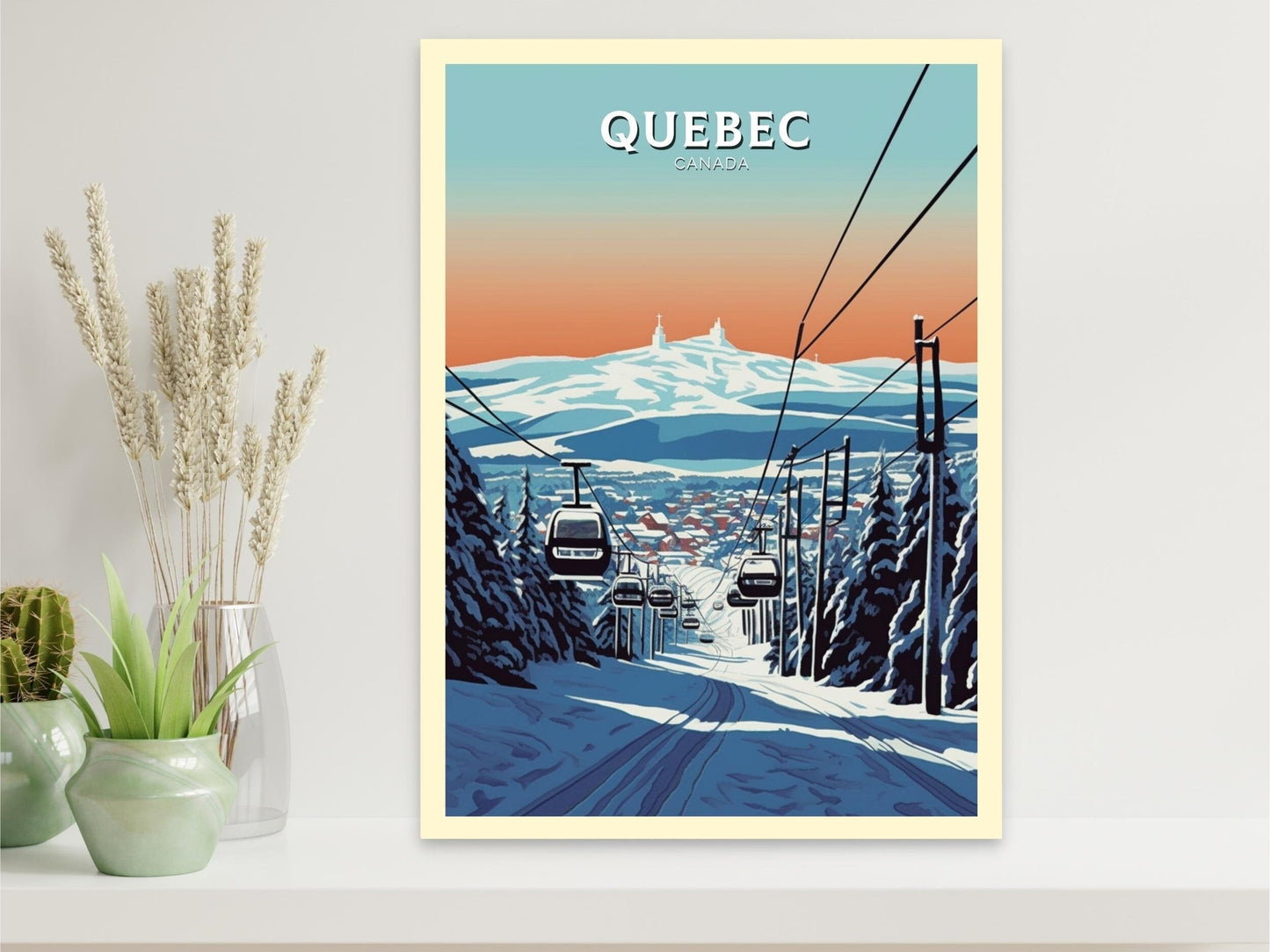 Quebec Poster | Quebec Travel Print | Quebec Illustration | Quebec Art | Quebec Wall Art | Winter Landscape | Canada Print | ID 437