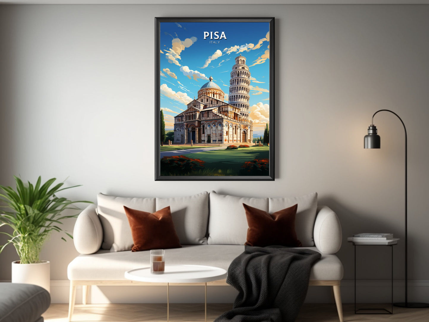 Pisa Poster | Pisa Tower Print | Leaning Tower of Pisa | Pisa Illustration | Pisa Italy | Tower Poster | Pisa Wall Art | Home Décor | ID 511