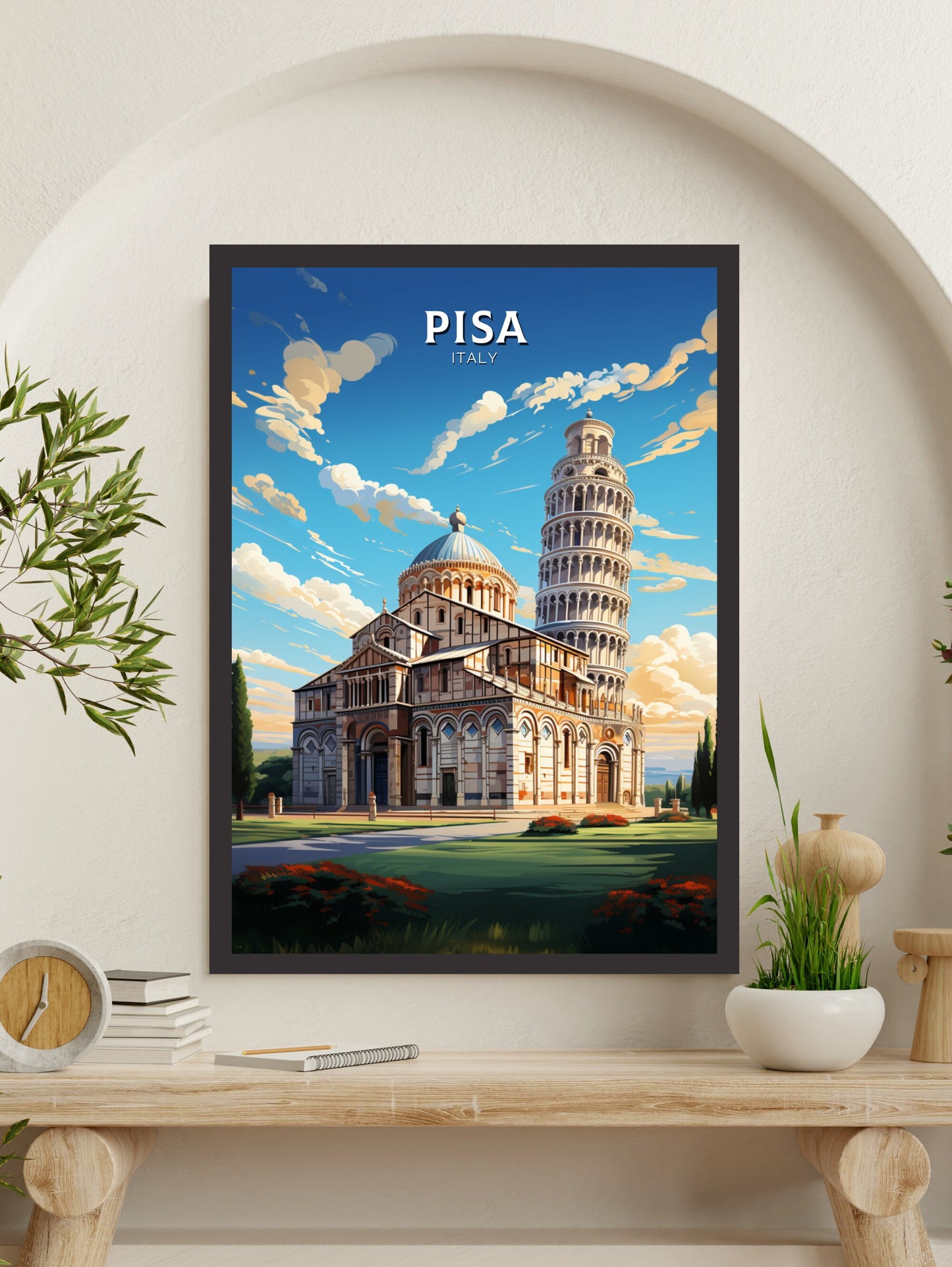 Pisa Poster | Pisa Tower Print | Leaning Tower of Pisa | Pisa Illustration | Pisa Italy | Tower Poster | Pisa Wall Art | Home Décor | ID 511