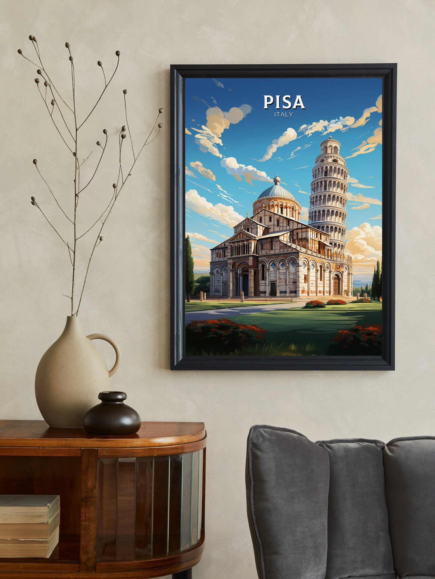 Pisa Poster | Pisa Tower Print | Leaning Tower of Pisa | Pisa Illustration | Pisa Italy | Tower Poster | Pisa Wall Art | Home Décor | ID 511