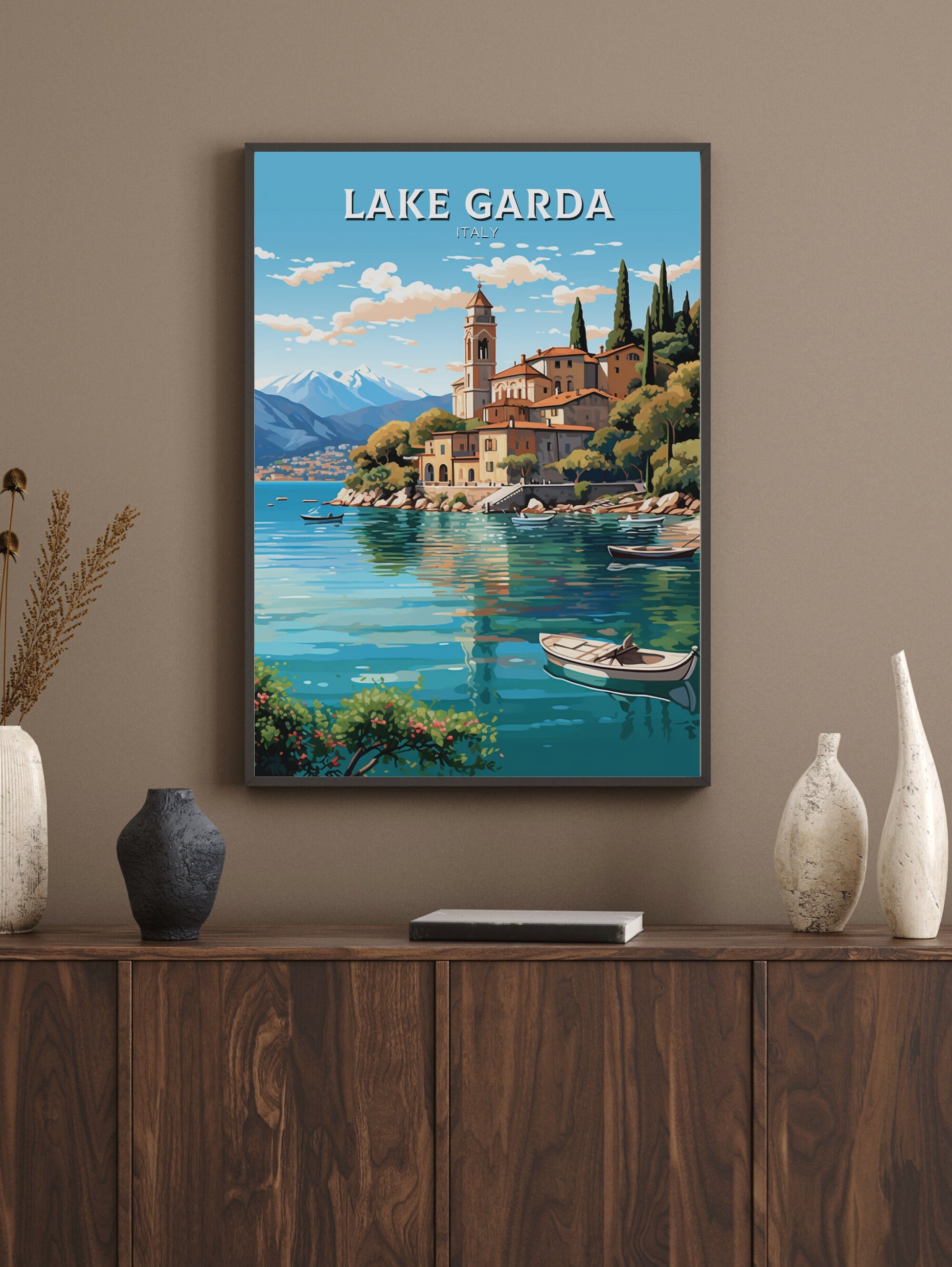 Lake Garda Travel Print | Lake Garda Poster | Lake Garda Art | Italy Print | Lake Garda Print| Lake Garda Painting | Italy Poster | ID 514