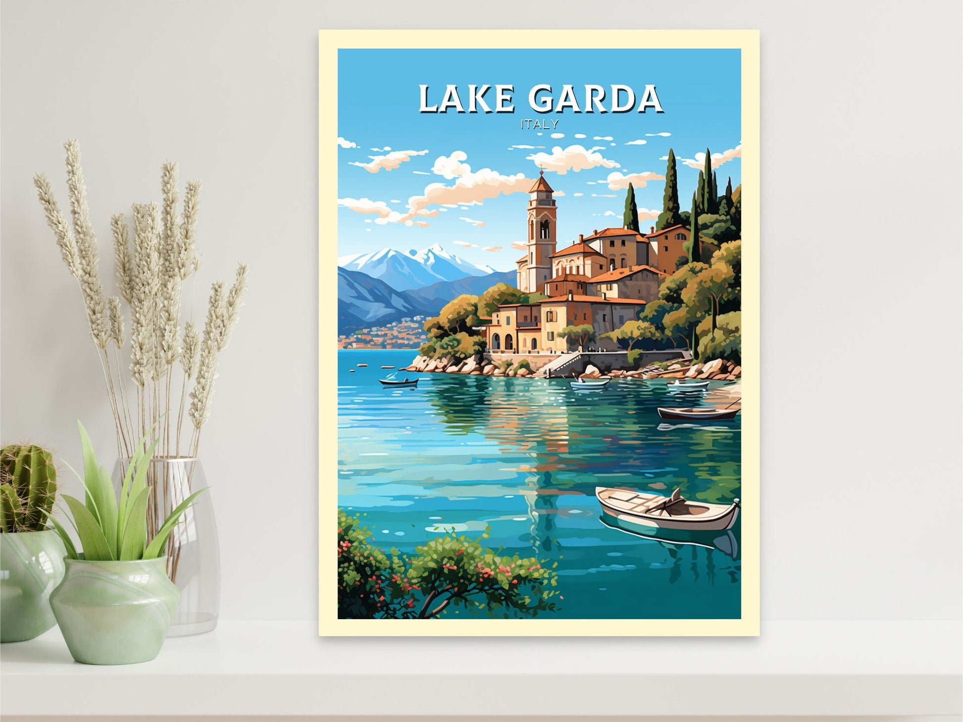 Lake Garda Travel Print | Lake Garda Poster | Lake Garda Art | Italy Print | Lake Garda Print| Lake Garda Painting | Italy Poster | ID 514