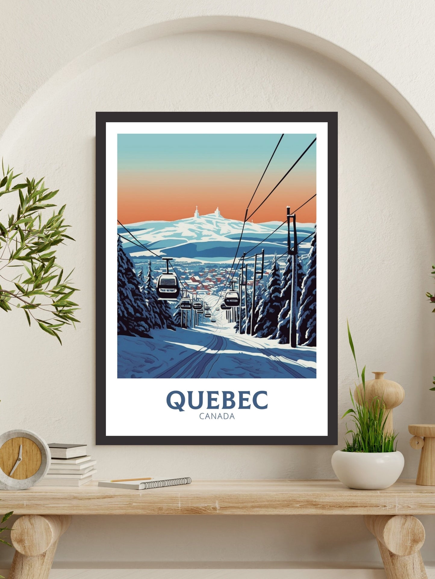 Quebec Travel Print | Quebec Poster | Quebec Illustration | Quebec Art | Quebec Wall Art | Winter Landscape | Canada Print | ID 438