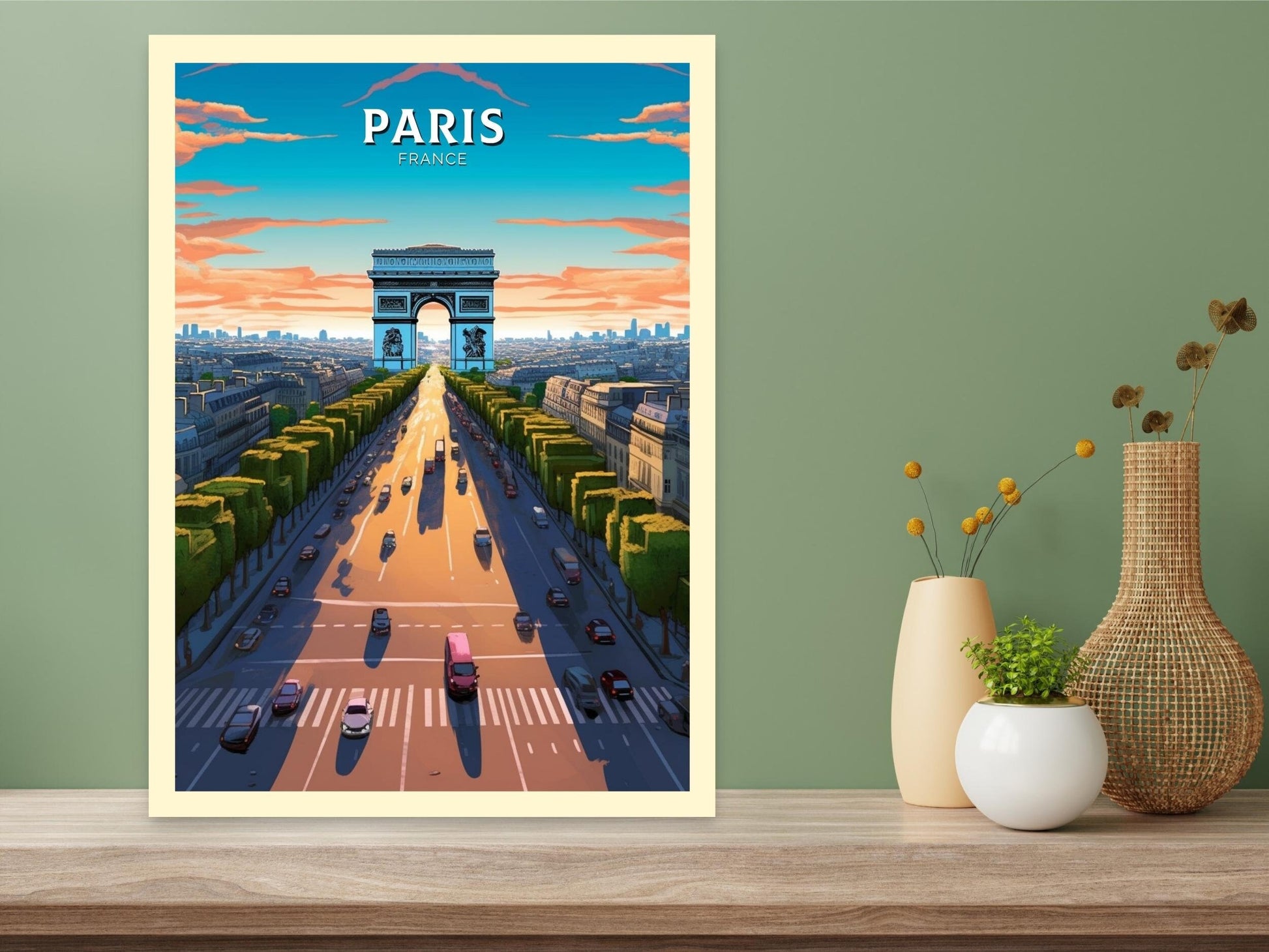 Paris Arc de Triopmphe Poster | Paris Travel Print | Arc de Triopmphe Illustration | Paris Wall Art | France Print | Paris Painting ID 439