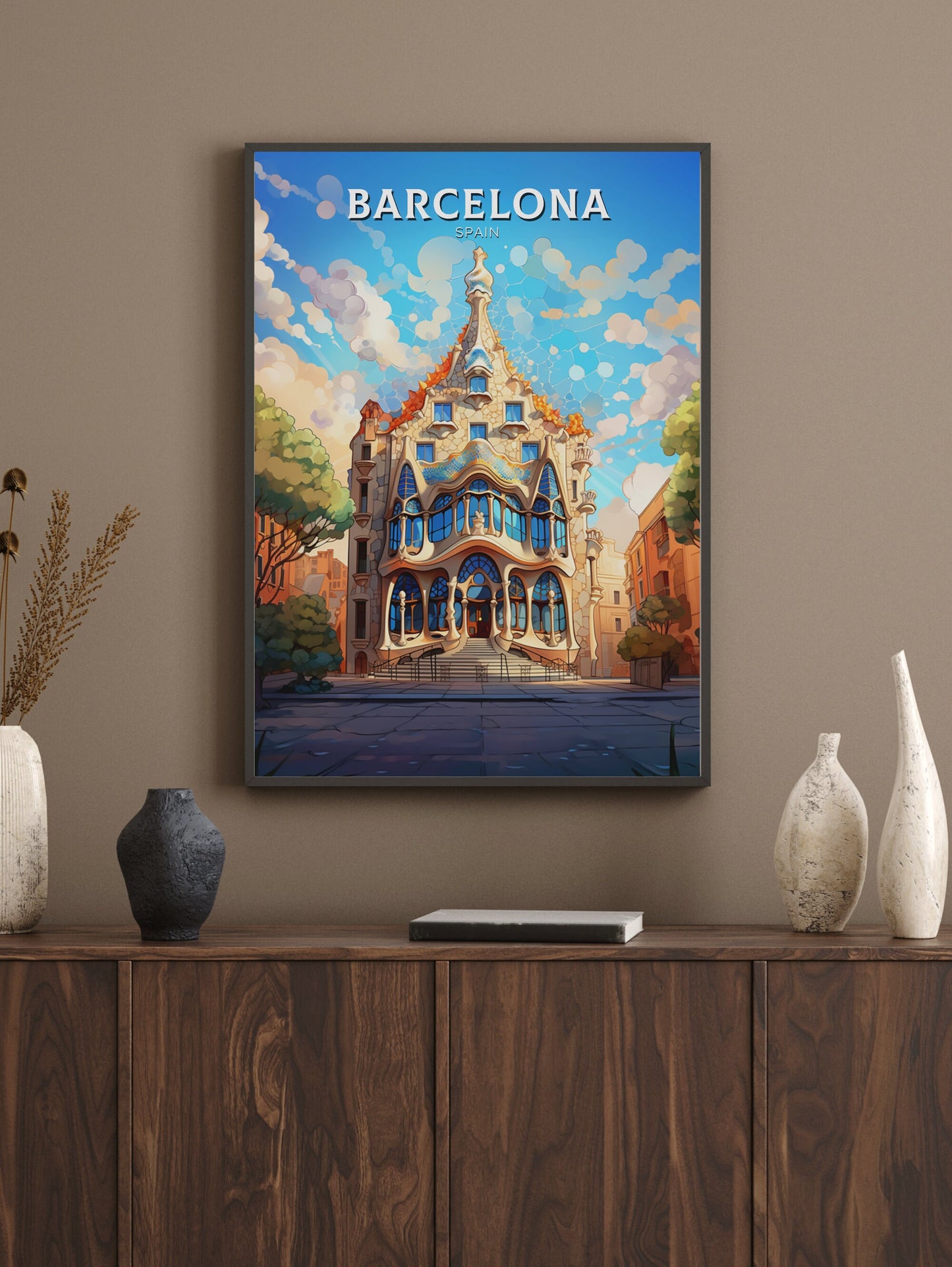 Barcelona Poster Art | Barcelona Illustration | Barcelona Wall Art | Spain Print | Barcelona Print | Casa Batlló Barcelona | ID 515