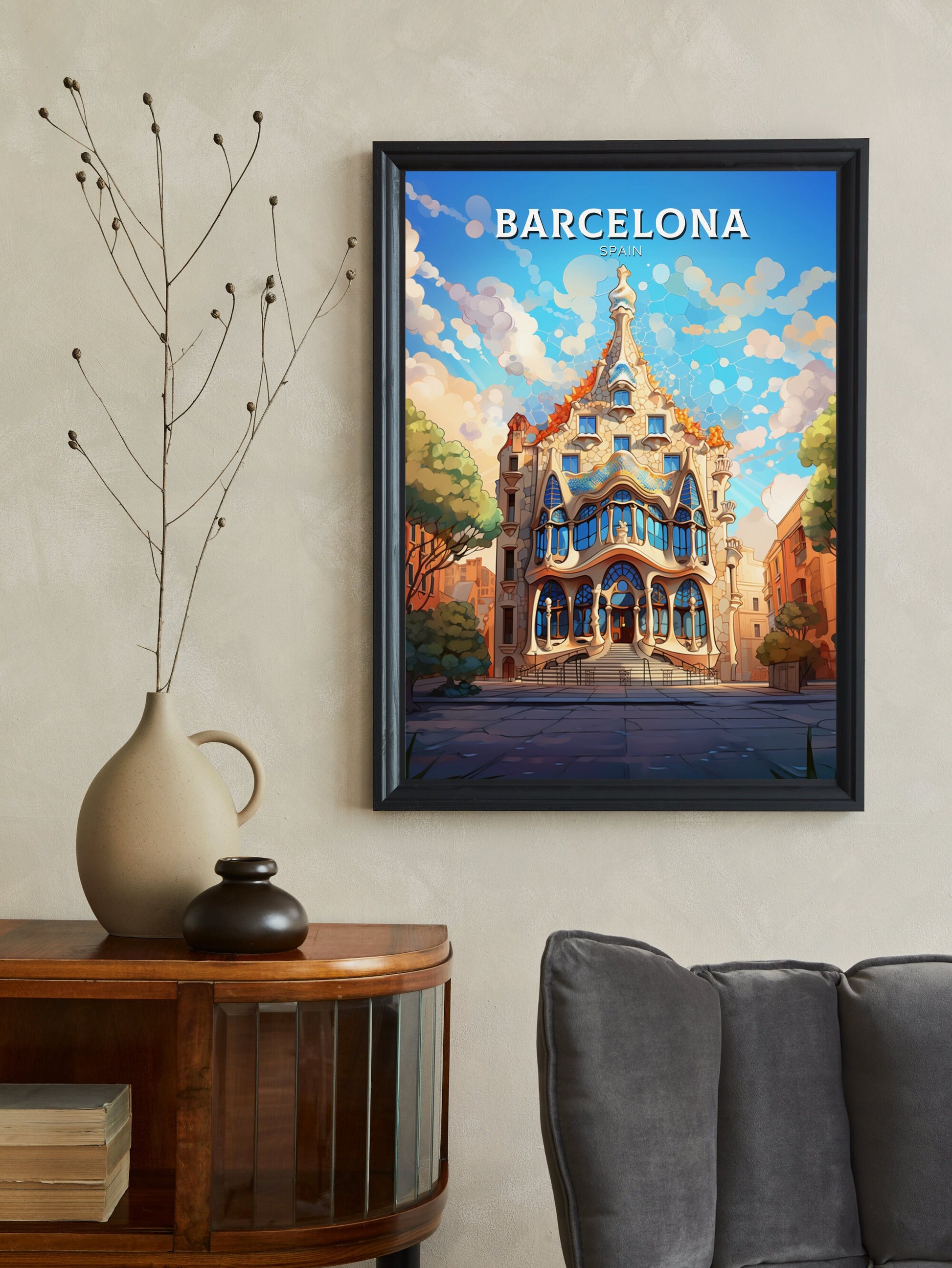 Barcelona Poster Art | Barcelona Illustration | Barcelona Wall Art | Spain Print | Barcelona Print | Casa Batlló Barcelona | ID 515