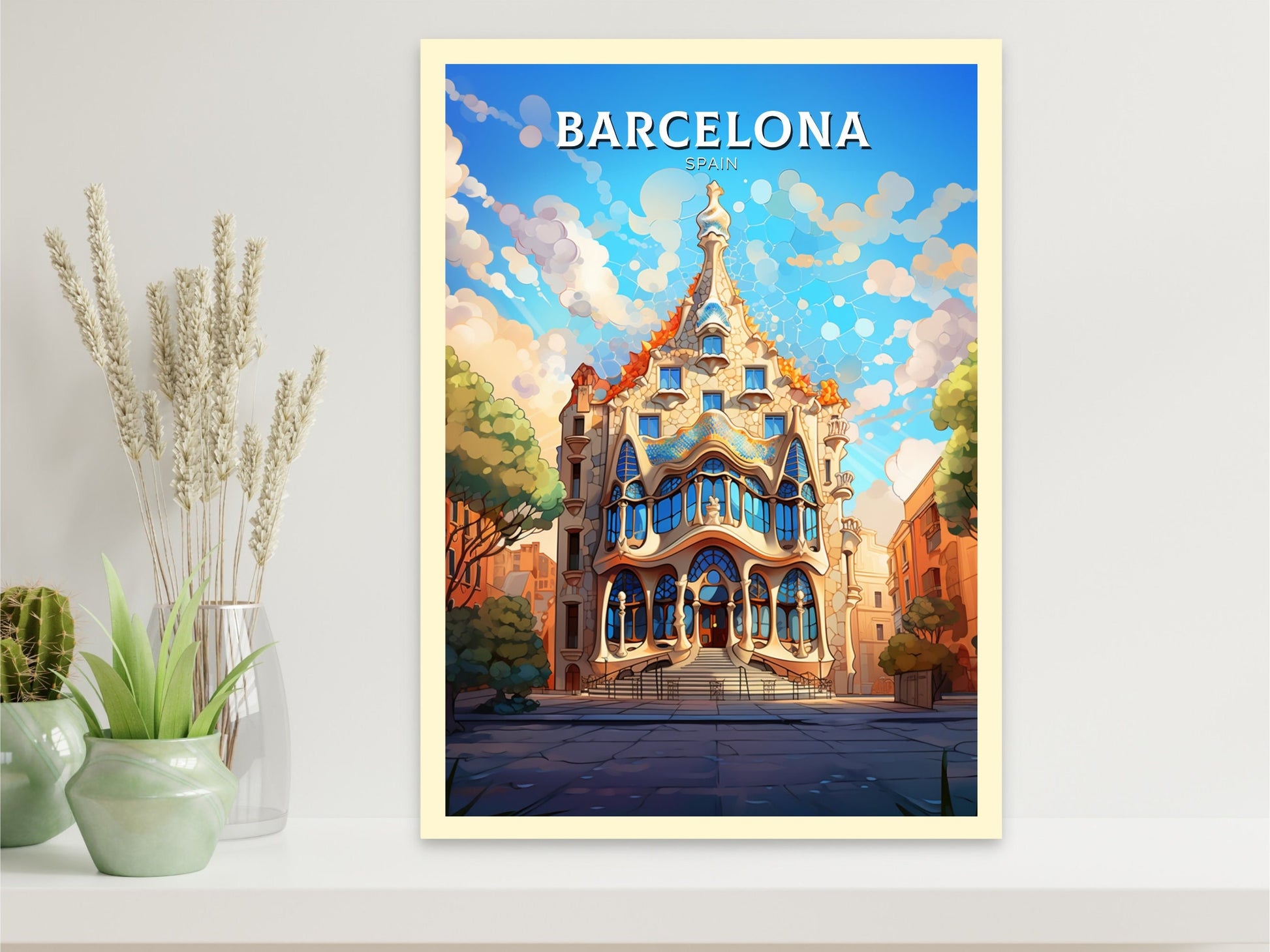 Barcelona Poster Art | Barcelona Illustration | Barcelona Wall Art | Spain Print | Barcelona Print | Casa Batlló Barcelona | ID 515