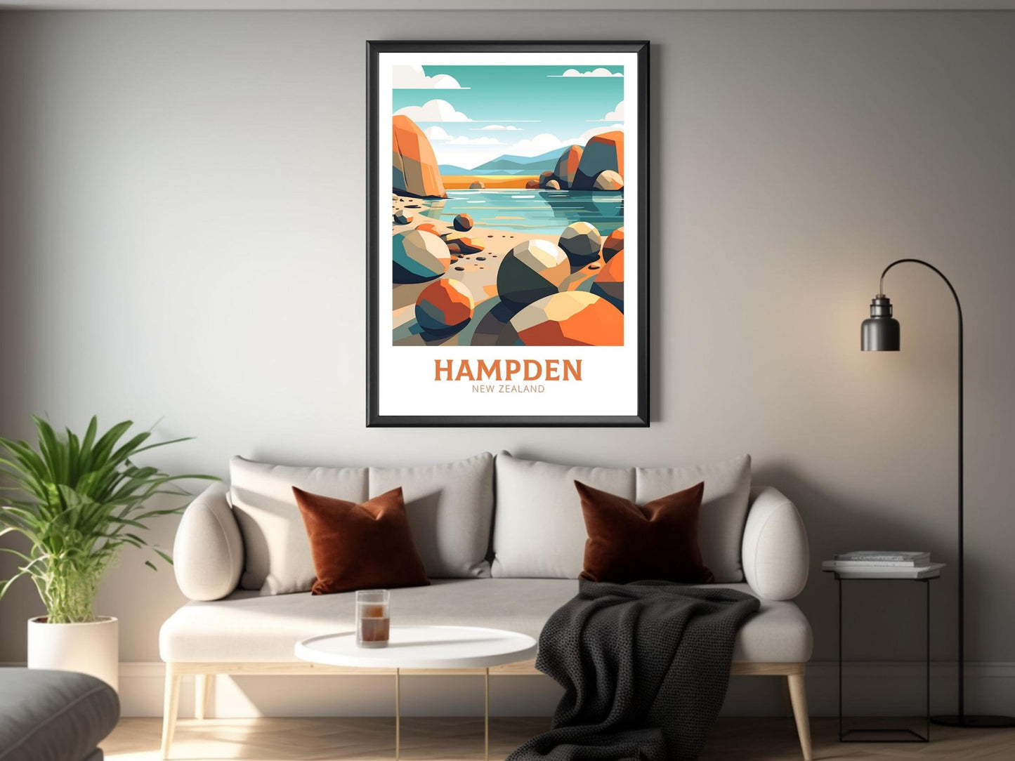 Hampden Print | Hampden Poster | Hampden Art | New Zealand Poster | Hampden Print I Moeraki Beach Print I Moeraki Beach Poster I ID 518