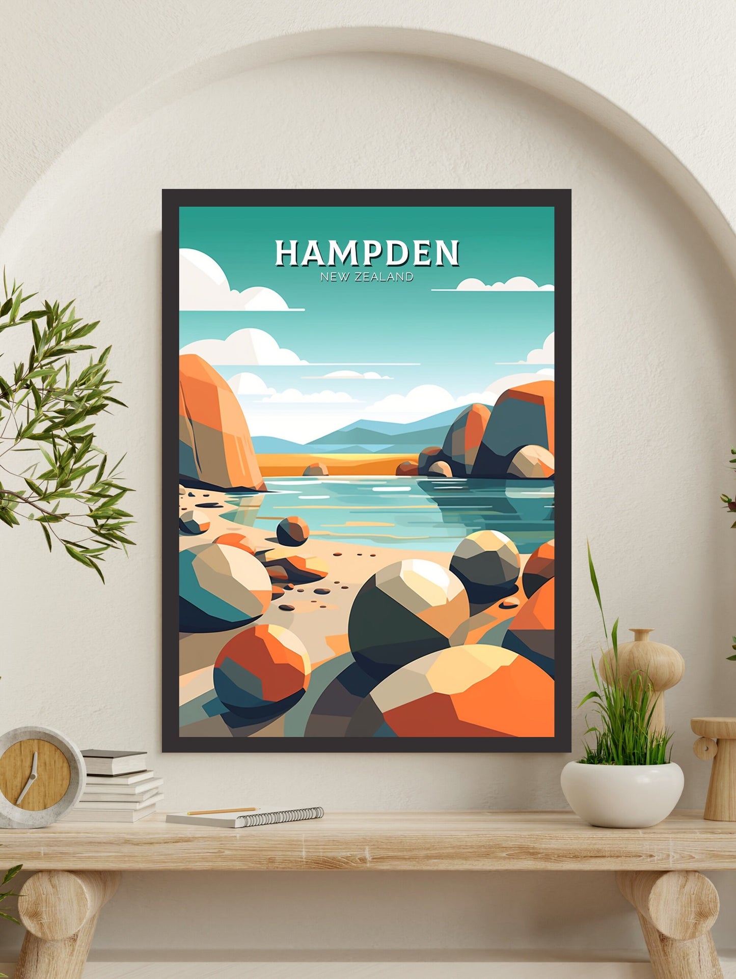 Hampden Poster | Hampden Print | Hampden Art | New Zealand Print | Hampden Poster I Moeraki Beach Poster I Moeraki Beach Print I ID 517