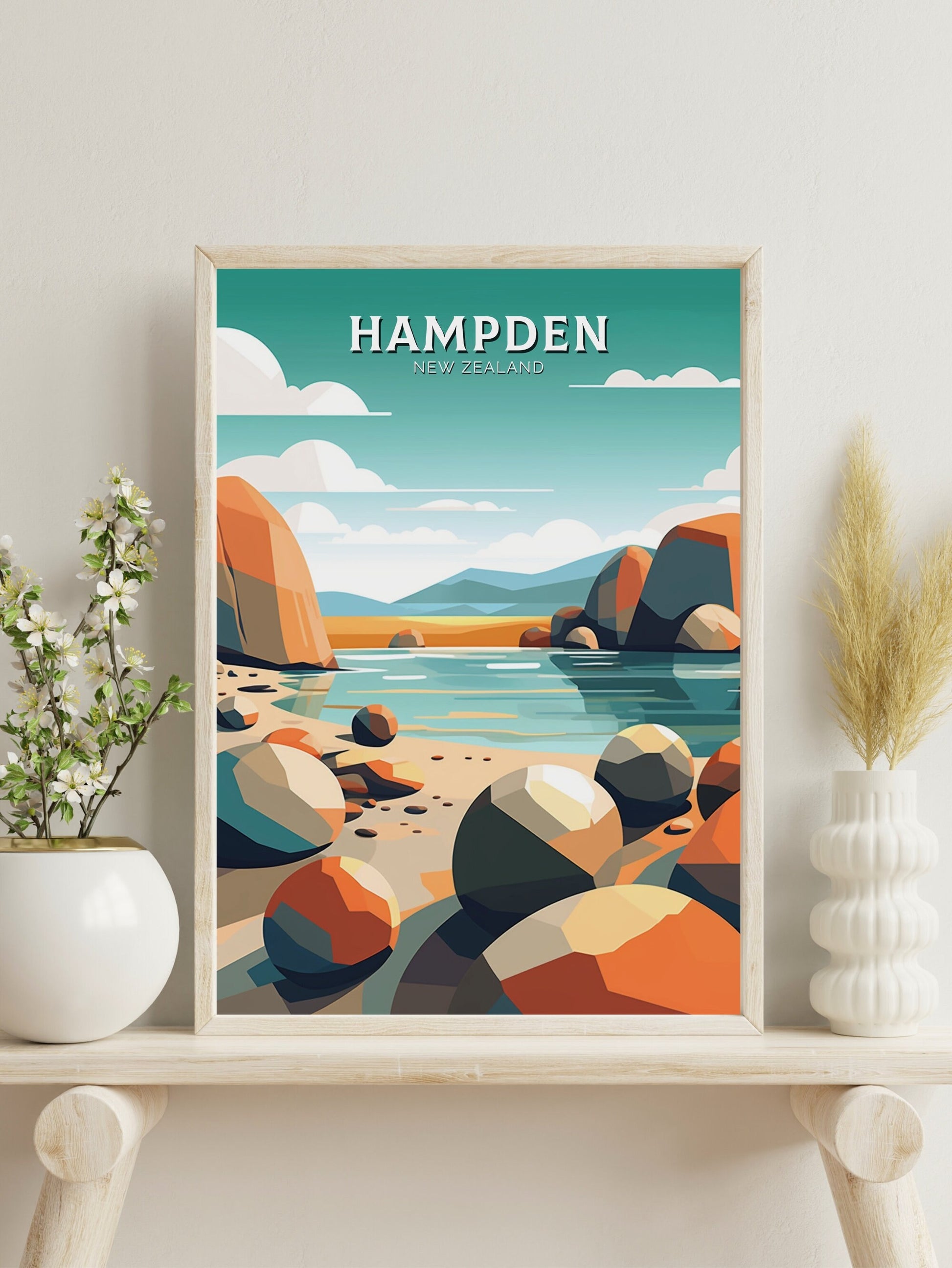 Hampden Poster | Hampden Print | Hampden Art | New Zealand Print | Hampden Poster I Moeraki Beach Poster I Moeraki Beach Print I ID 517