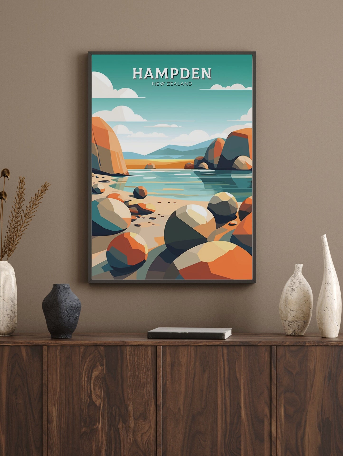 Hampden Poster | Hampden Print | Hampden Art | New Zealand Print | Hampden Poster I Moeraki Beach Poster I Moeraki Beach Print I ID 517