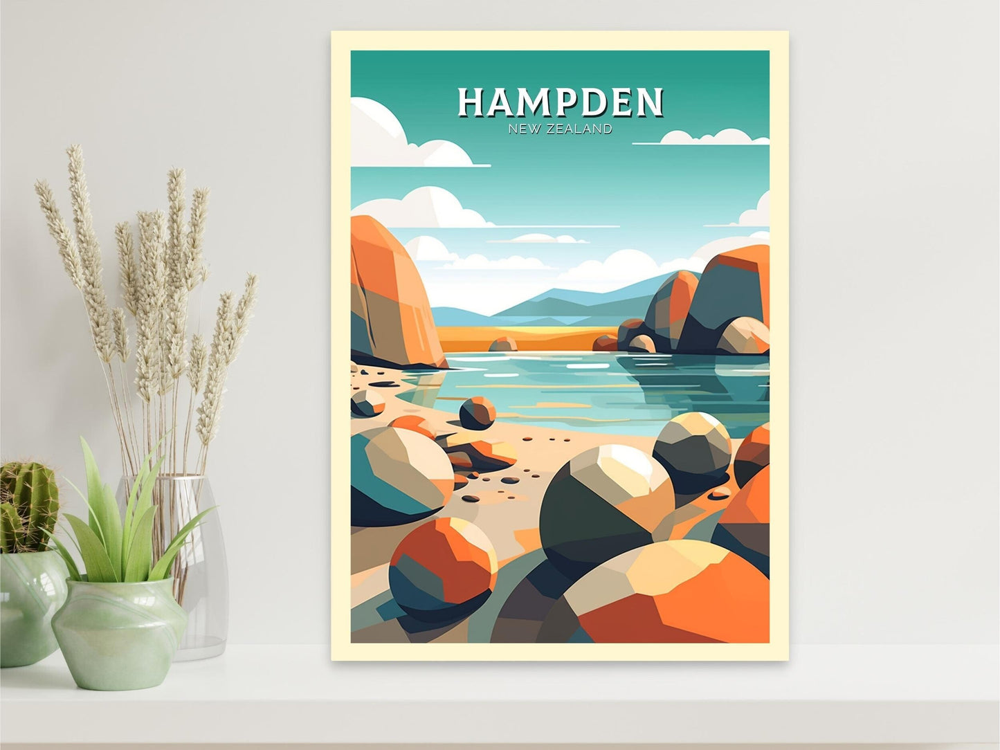 Hampden Poster | Hampden Print | Hampden Art | New Zealand Print | Hampden Poster I Moeraki Beach Poster I Moeraki Beach Print I ID 517