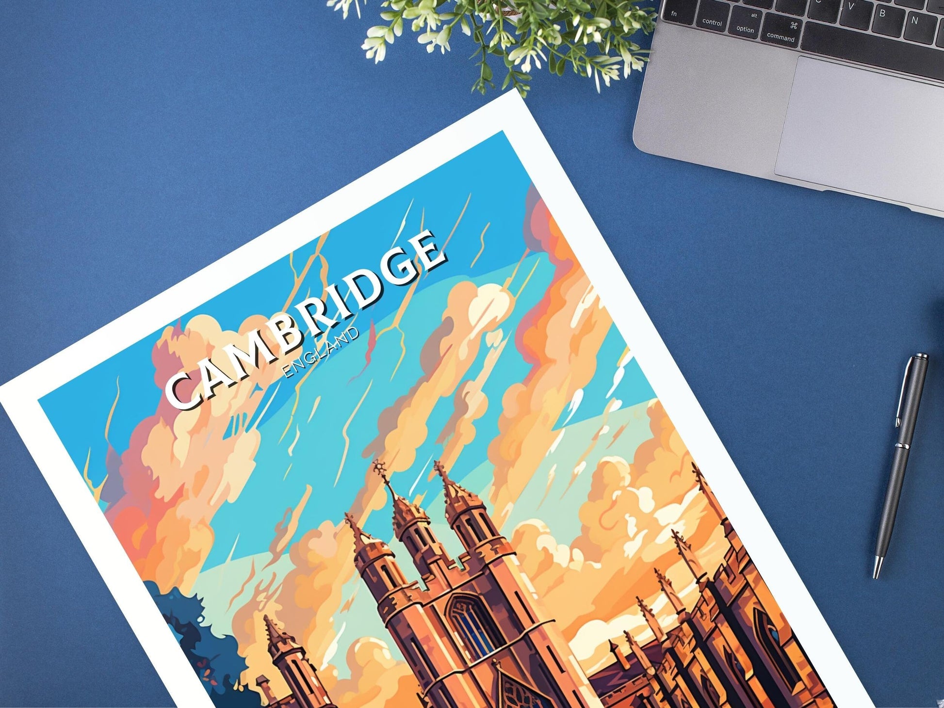 Cambridge Travel Poster | Cambridge Print | England Illustration | Cambridge Wall Art | King's College Print | City Poster | ID 521