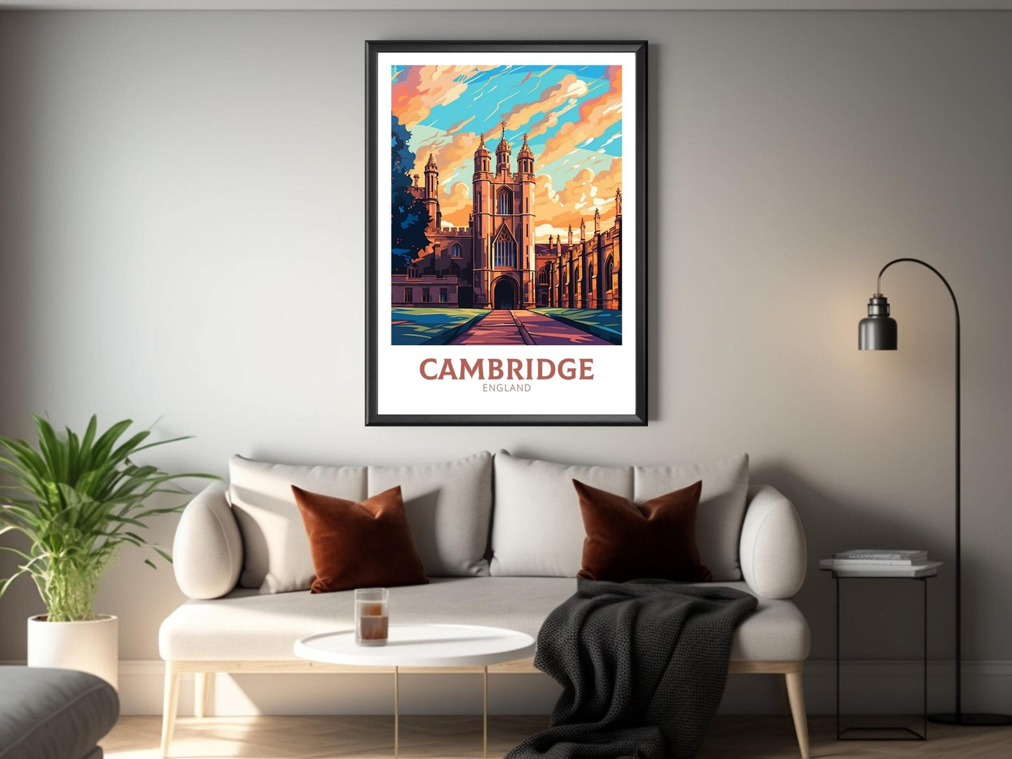 Cambridge Travel Poster | Cambridge Print | England Illustration | Cambridge Wall Art | King's College Print | City Poster | ID 522