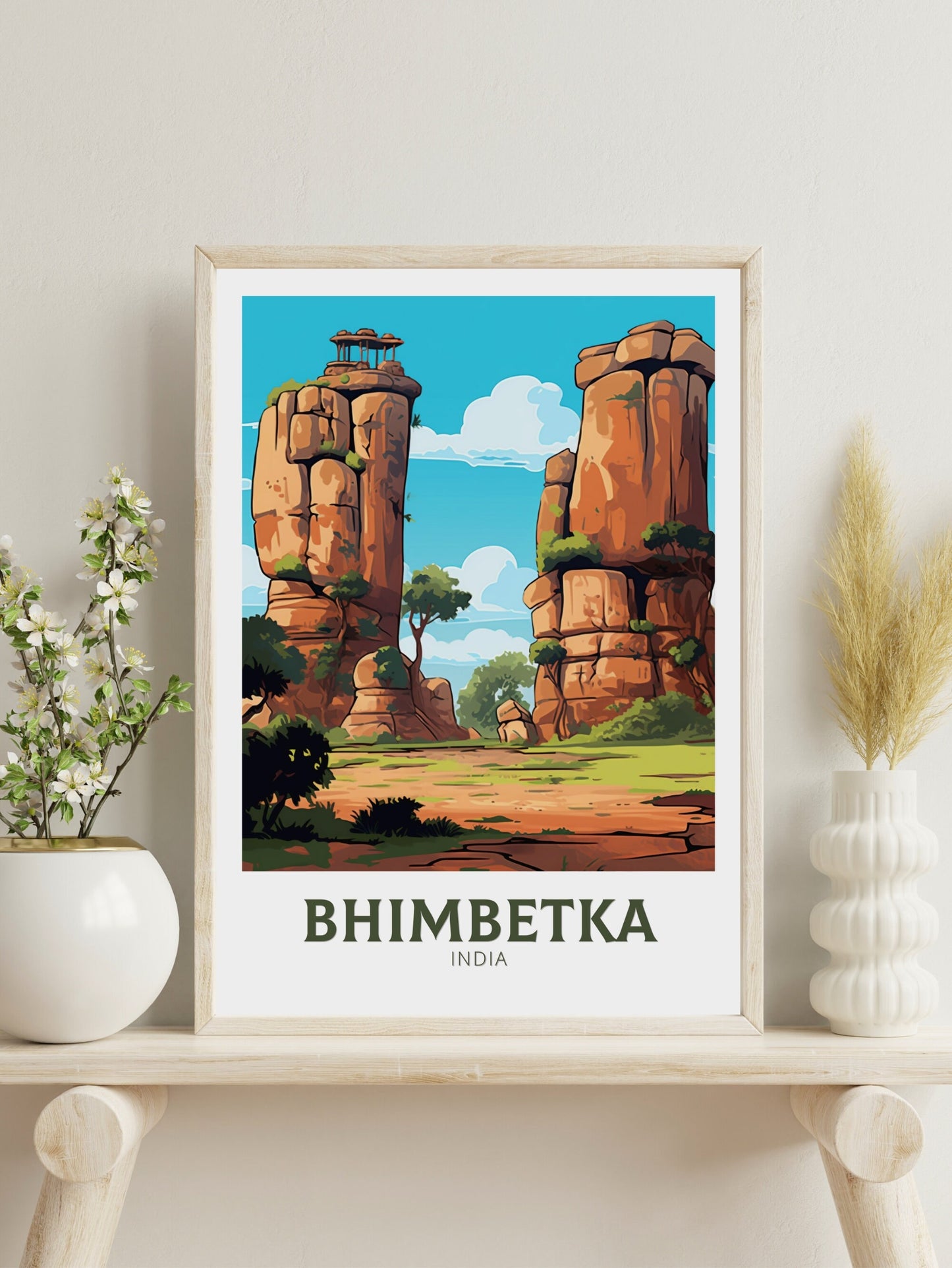 Bhimbetka Travel Print | Bhimbetka Illustration | Bhimbetka Wall Art | India Print | Bhimbetka Print | Bhimbetka India Painting | ID 524