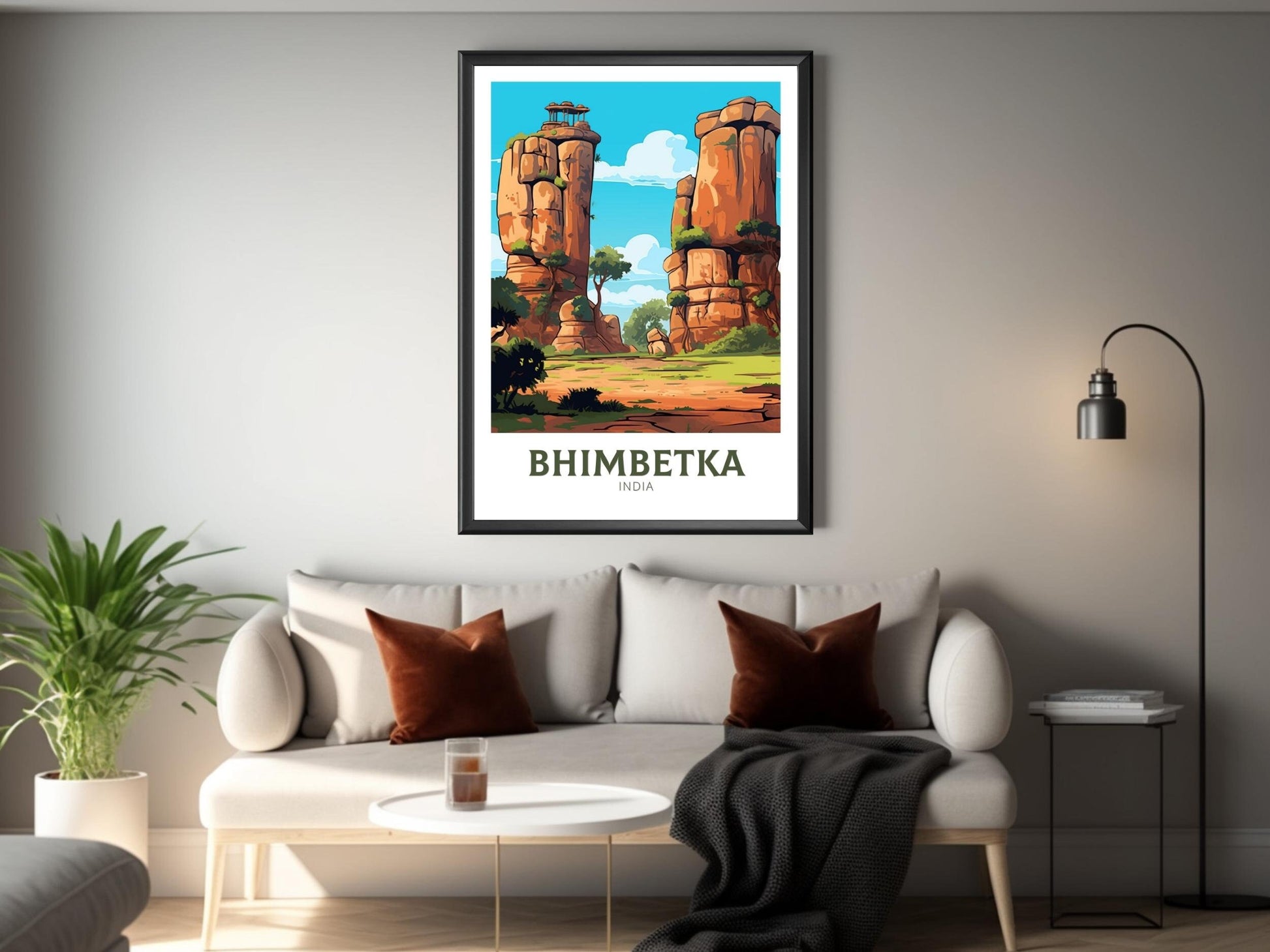 Bhimbetka Travel Print | Bhimbetka Illustration | Bhimbetka Wall Art | India Print | Bhimbetka Print | Bhimbetka India Painting | ID 524