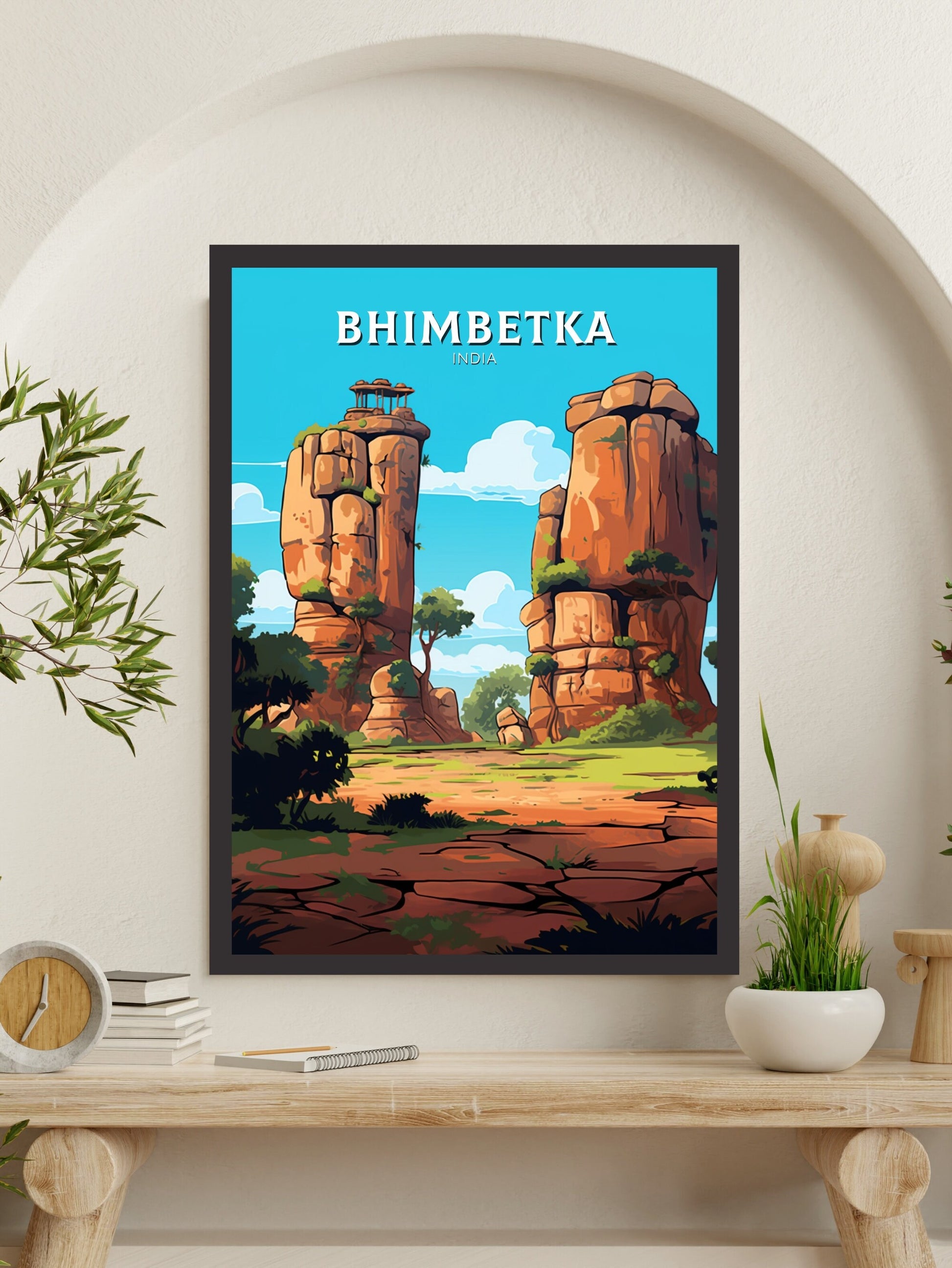 Bhimbetka Travel Poster | Bhimbetka Illustration | Bhimbetka Wall Art | India Poster | Bhimbetka Poster | Bhimbetka India Painting | ID 524