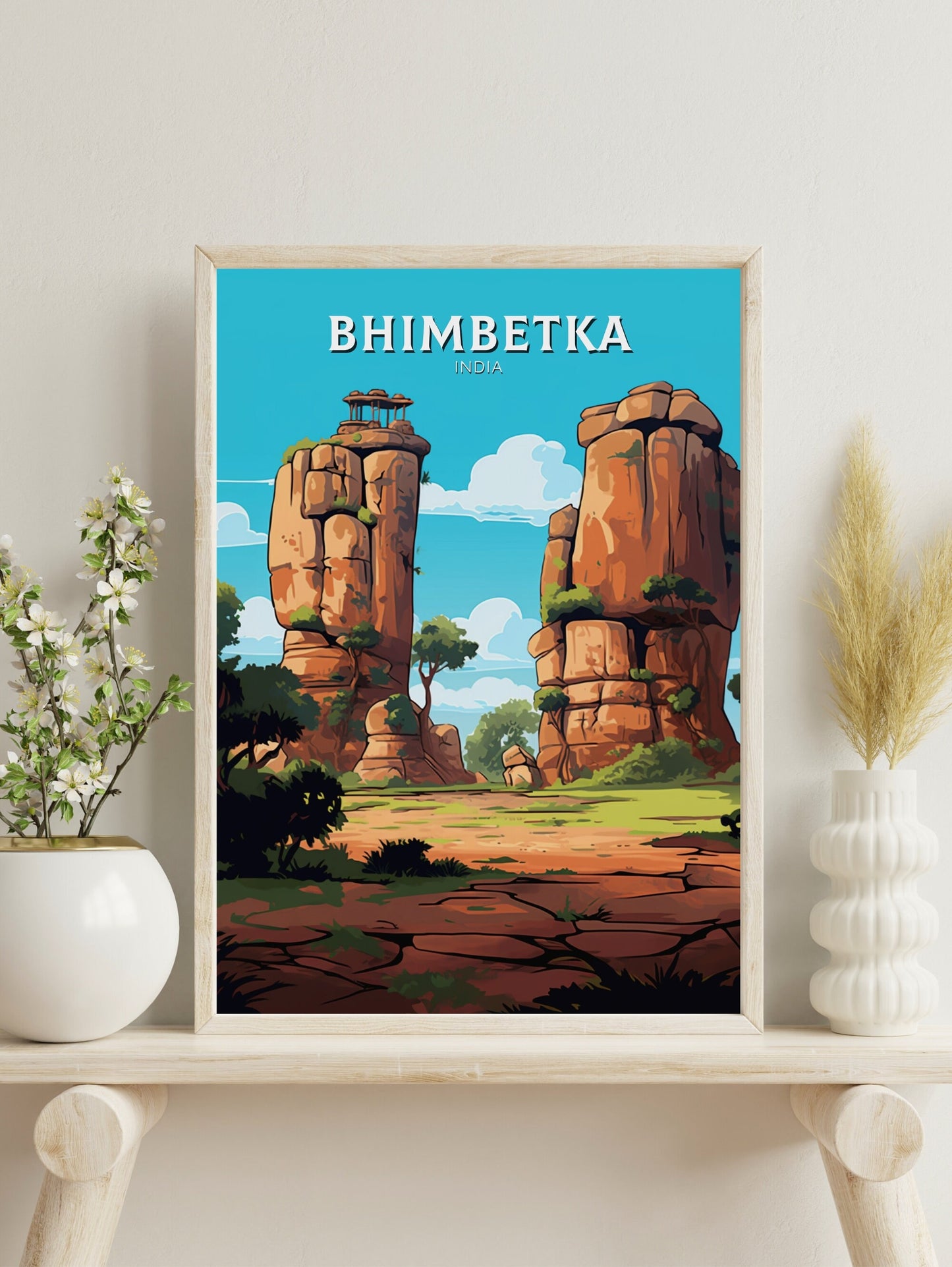 Bhimbetka Travel Poster | Bhimbetka Illustration | Bhimbetka Wall Art | India Poster | Bhimbetka Poster | Bhimbetka India Painting | ID 524