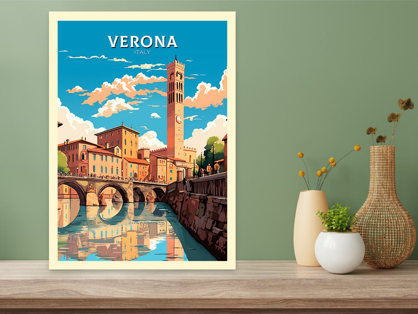 Verona Travel Print | Verona Travel Poster | Verona Illustration | Verona Wall Art | Italy Poster | Italy Home Décor | Verona Poster ID 443