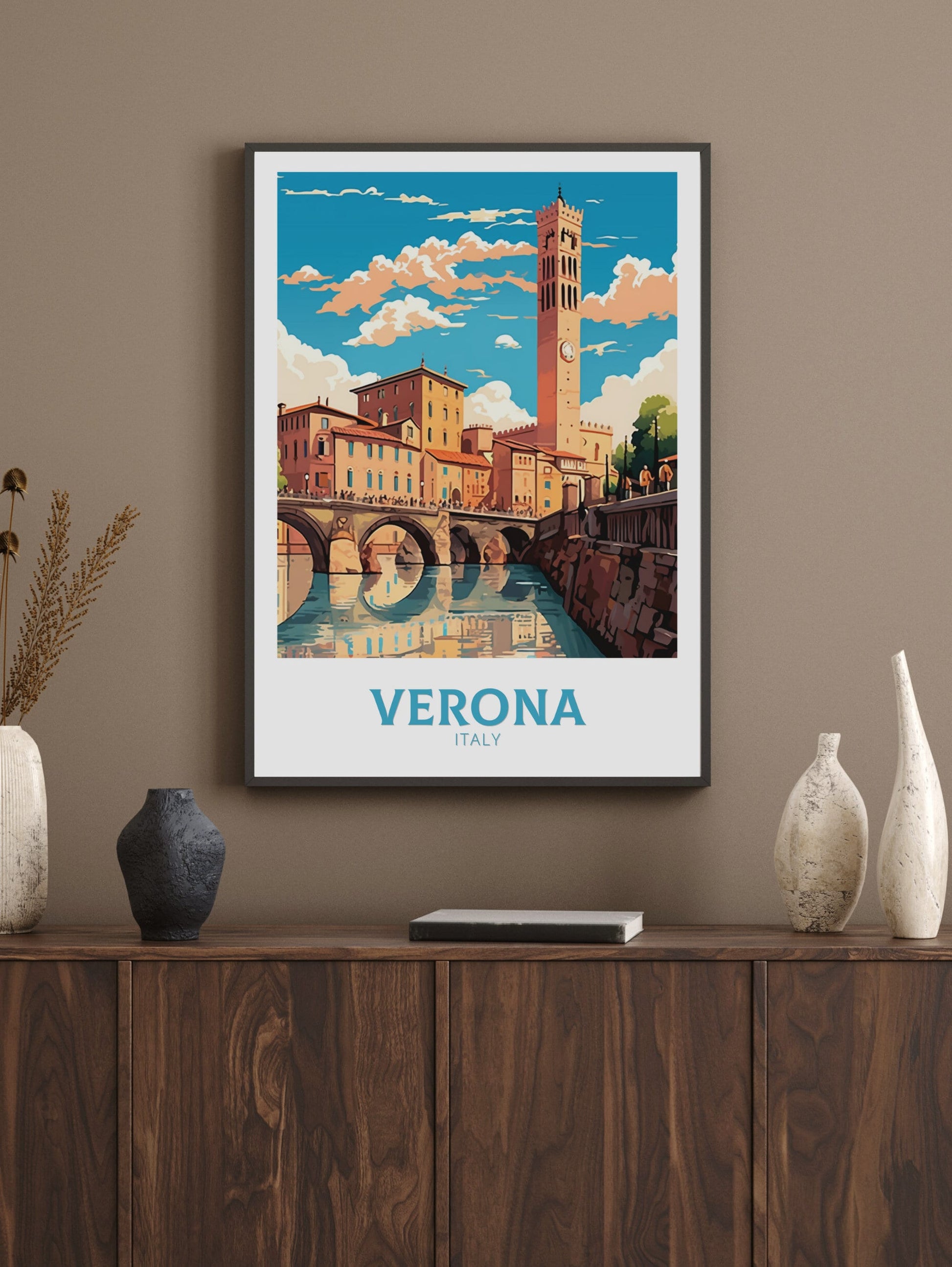 Verona Travel Poster | Verona Travel Print | Verona Illustration | Verona Wall Art | Italy Print | Italy Home Décor | Verona Print ID 444