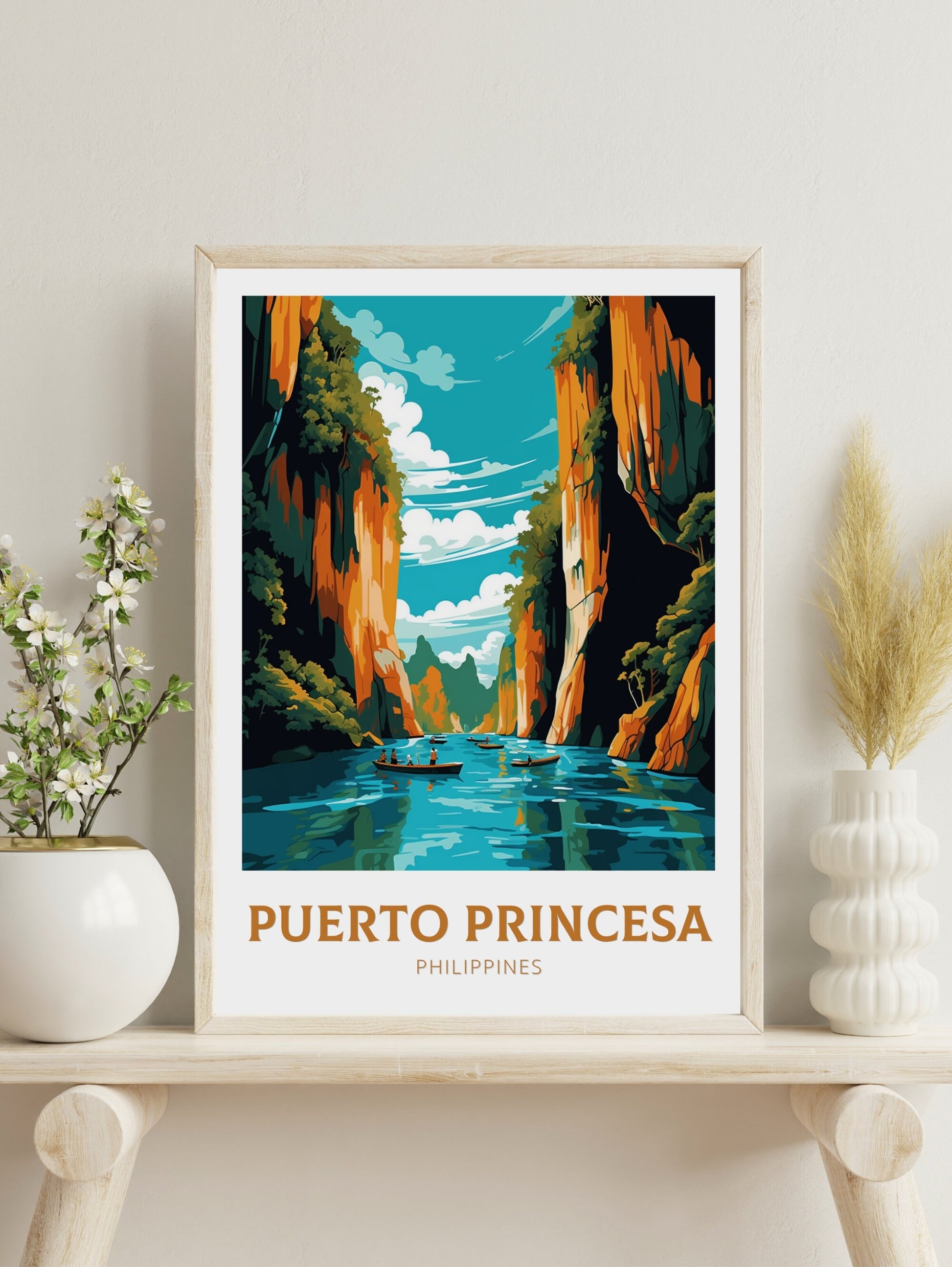 Puerto Princesa Print | Puerto Princesa Poster | Philippines Beach Illustration | Puerto Princesa Travel Print | Philippines Poster | ID 452